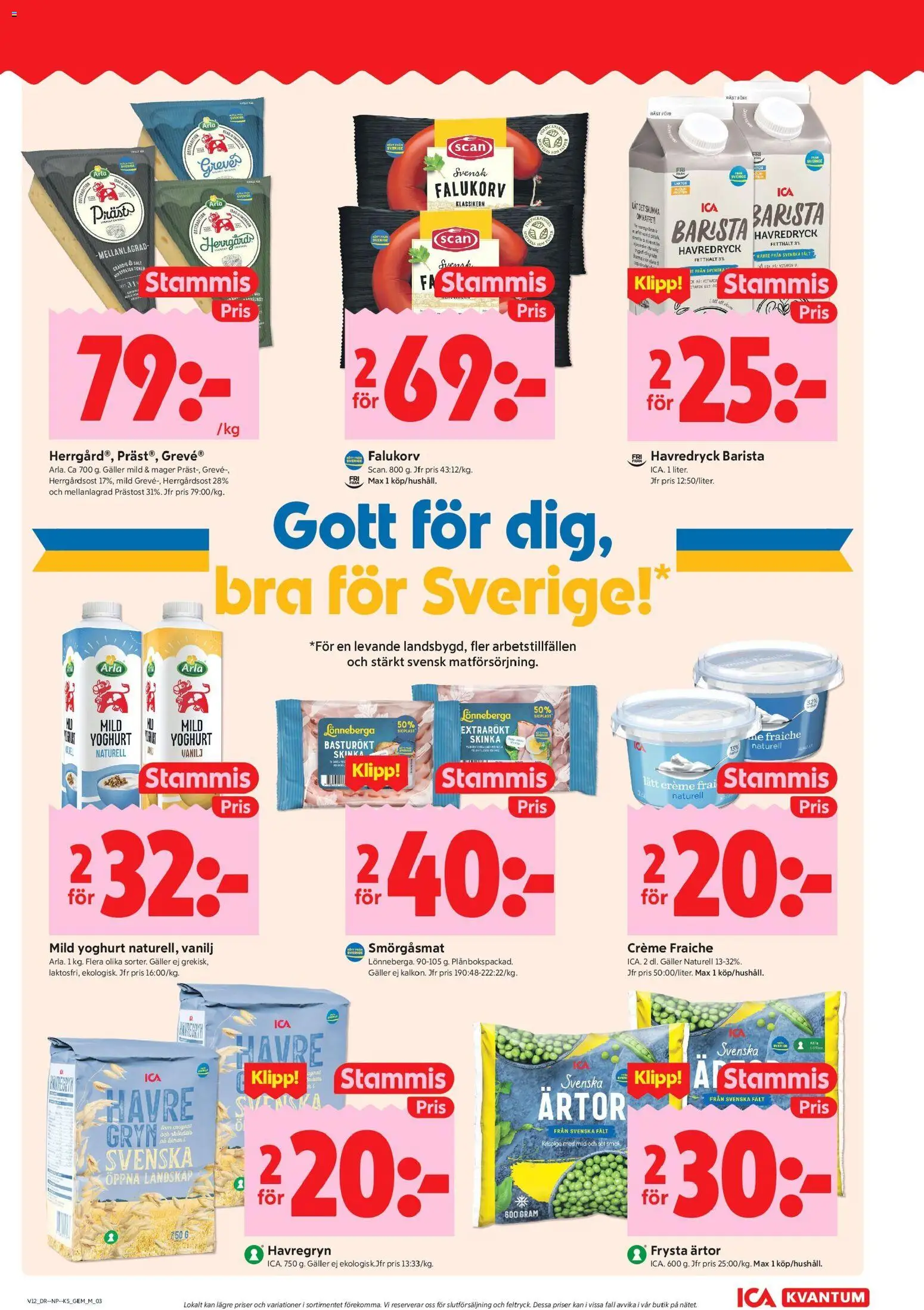 ICA Kvantum reklamblad aktuell från 16.03.2026 | Sida: 3 | Produkter: Galler, Havregryn, Yoghurt, Skinka