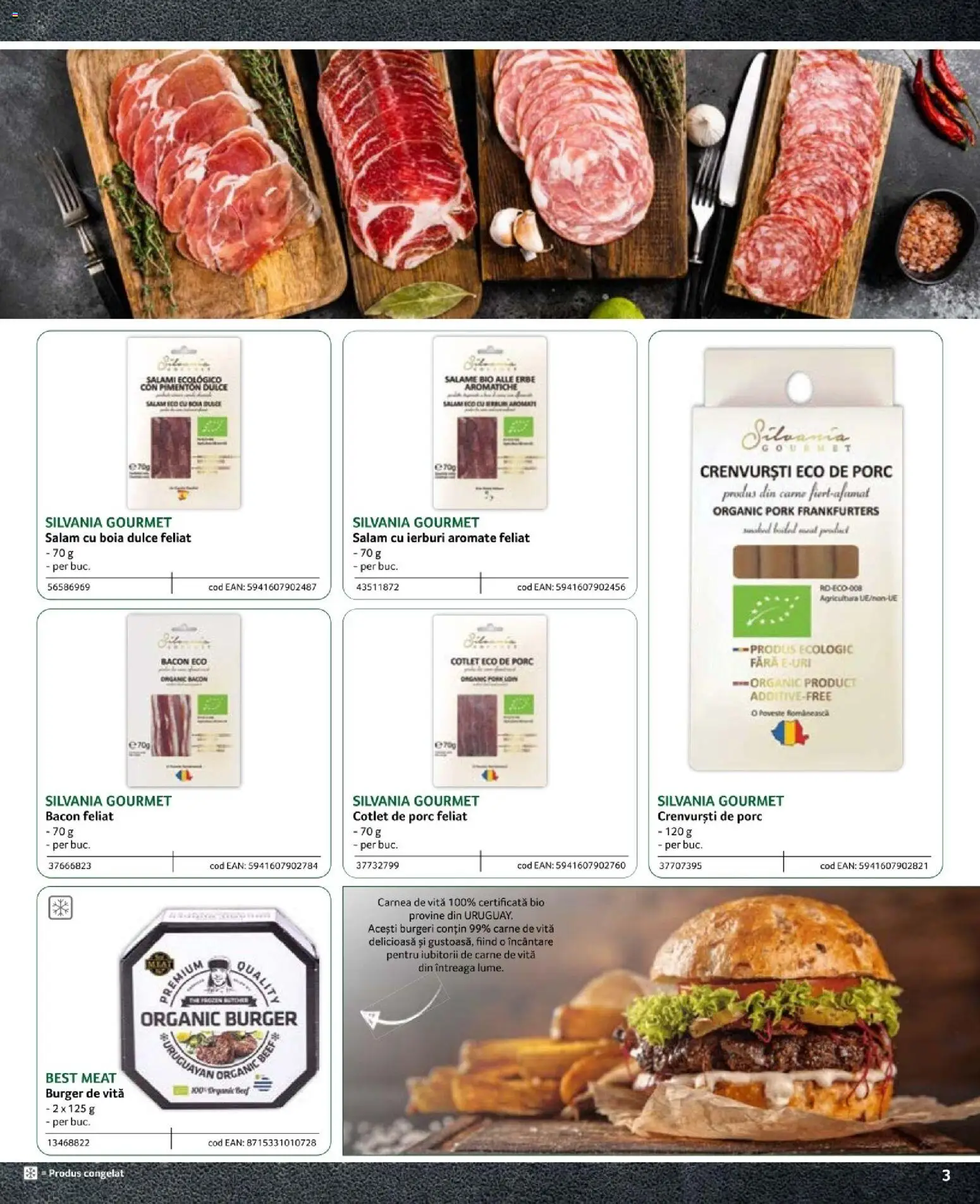 Noul catalog Selgros – valabil de la 09.02.2024 | Pagină: 3 | Produse: Crenvurști, Bacon, Salam, Burger