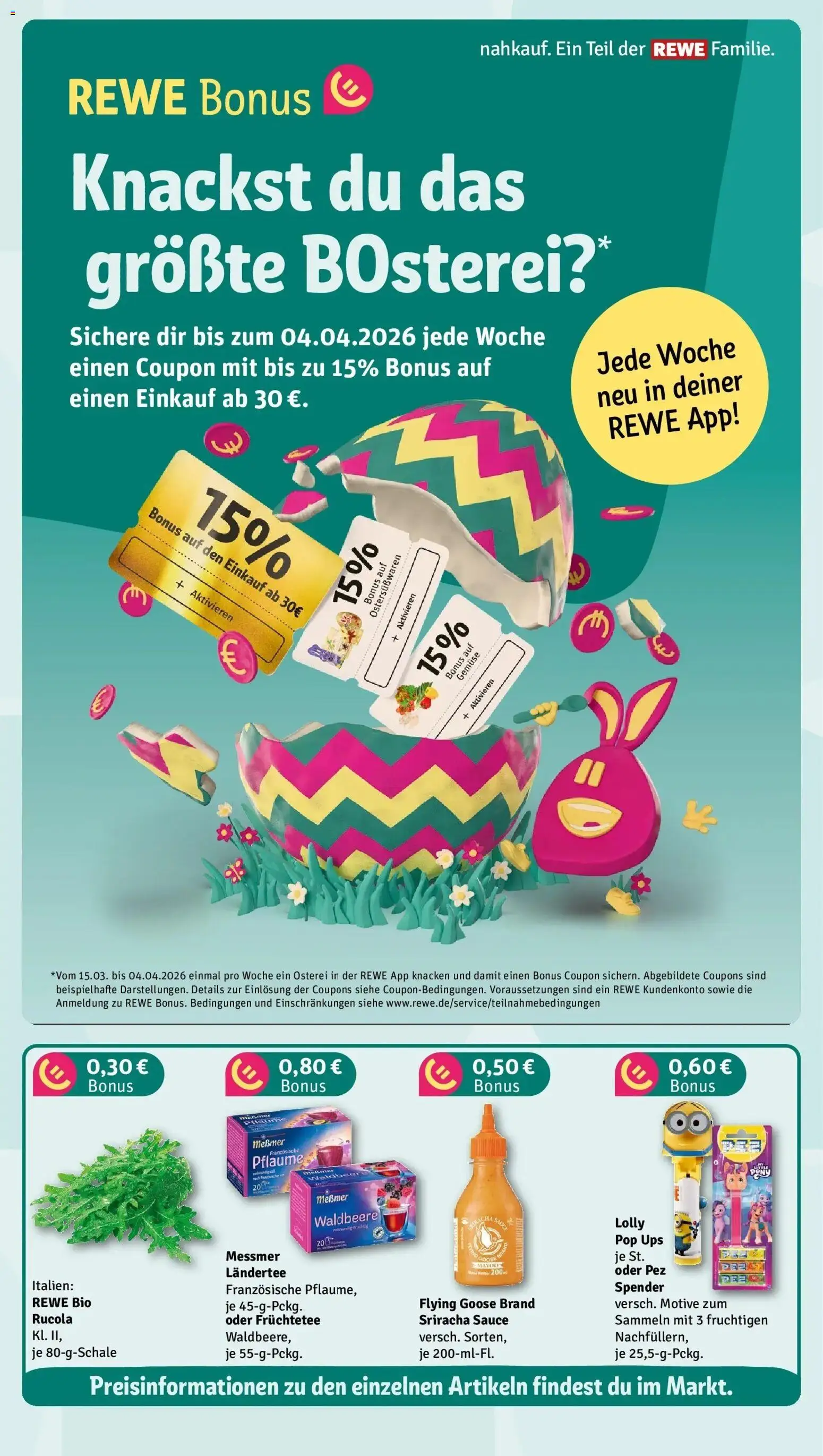 Rewe Prospekt Freyung	 – gültig ab 15.03.2026 | Seite: 4 | Produkte: Messmer, Rucola, Gemüse