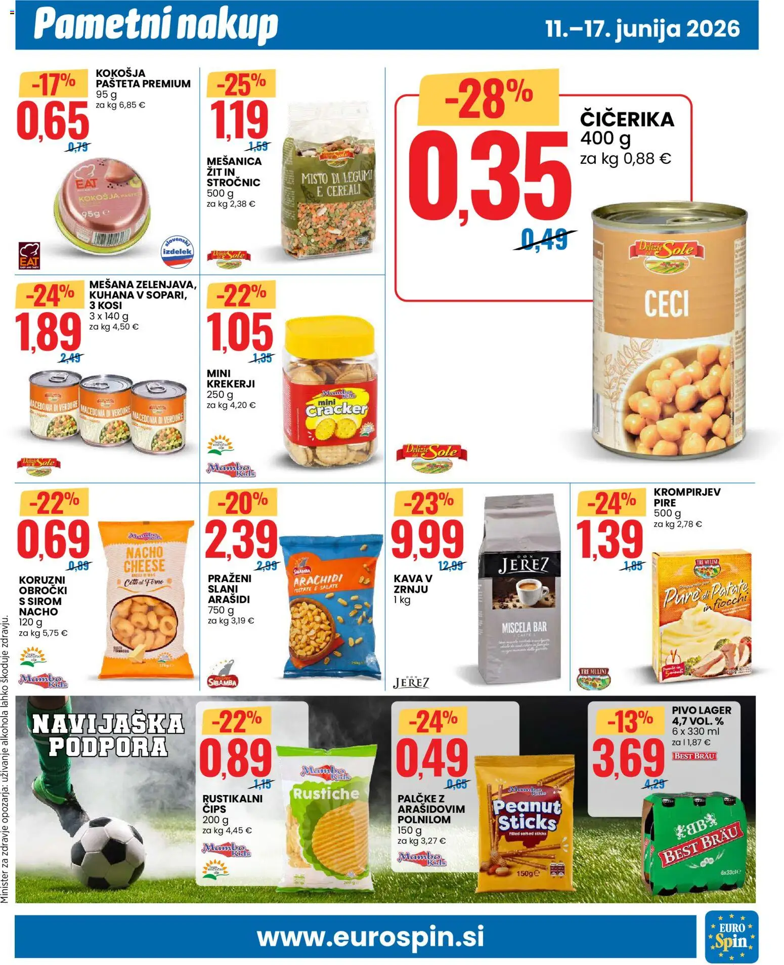 Novi Eurospin katalog ponudbe – veljaven od 11.06.2026 | Stran: 7 | Izdelki: Arašidi, Pašteta, Pivo, Cips