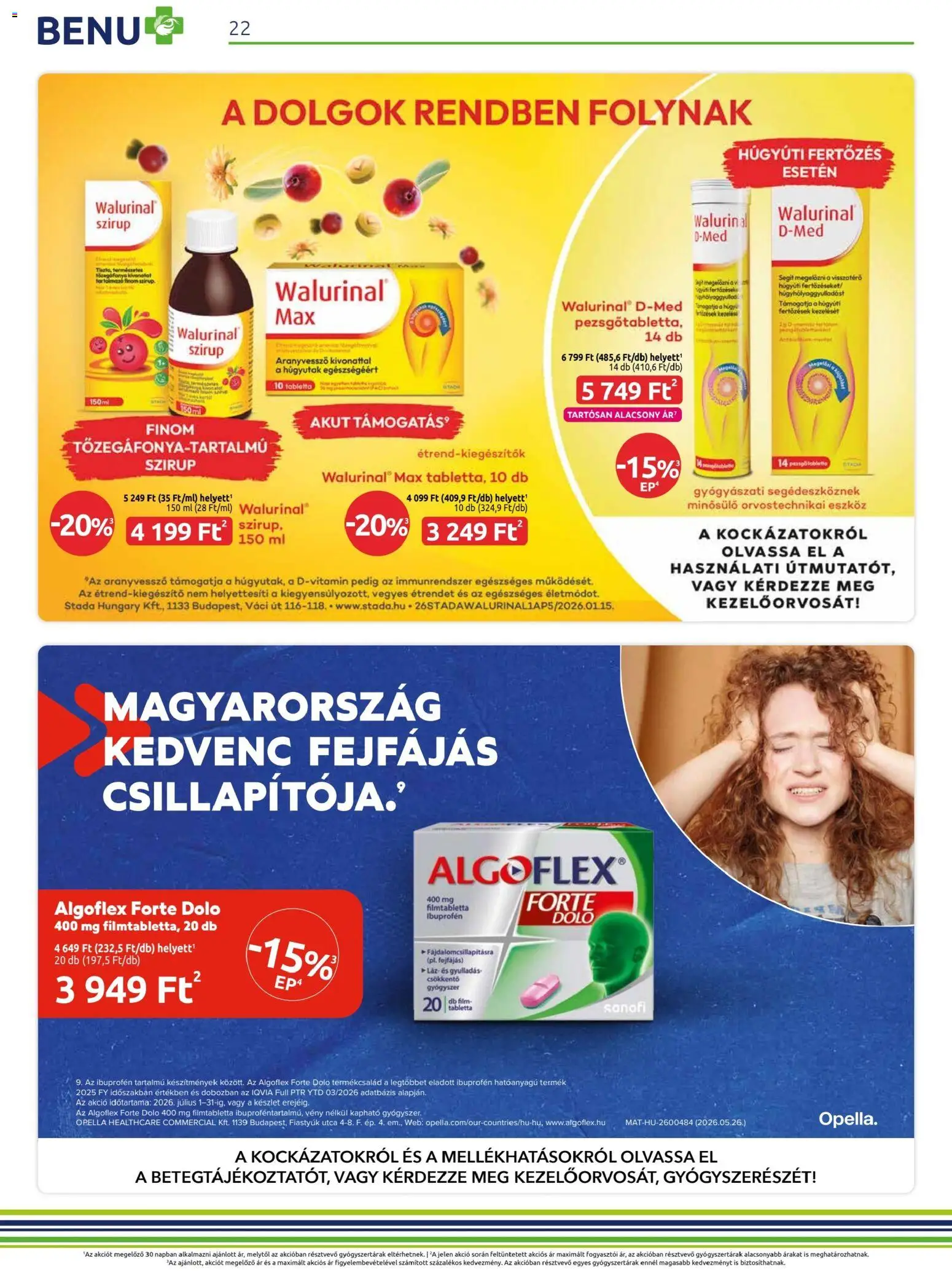 BENU Gyógyszertárak akciós ujság - amely érvényes a következő dátumtól: 2026.07.01. | Oldal: 22