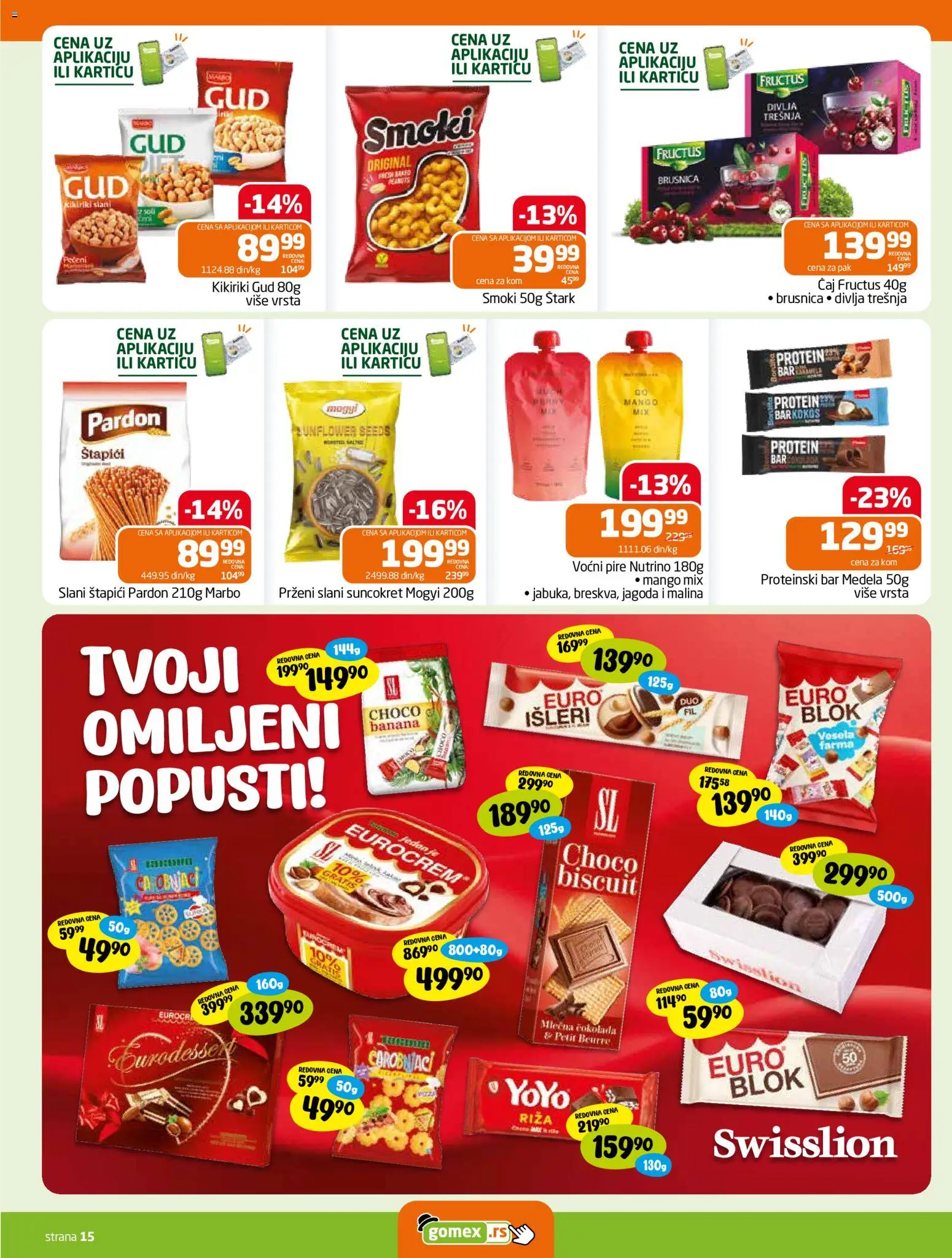 Gomex katalog - važi od 15.10.2026 | Strana: 15 | Proizvode: Banana, Protein, Kikiriki, Malina