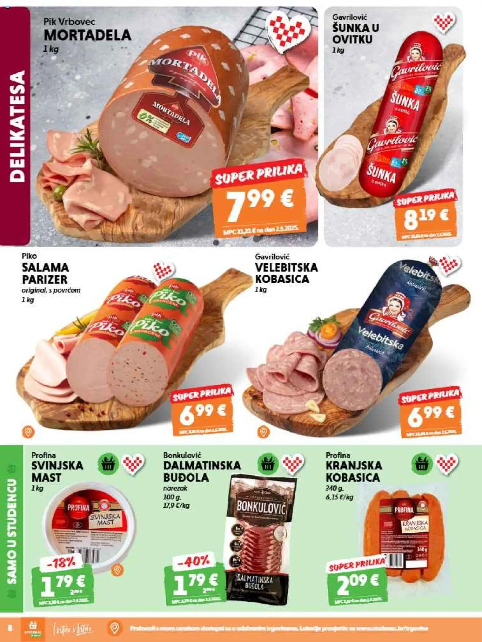 Studenac katalog | vrijedi od 26.08.2026 | Stranica: 8 | Proizvodi: Mast, Buđola, Kobasica, Parizer