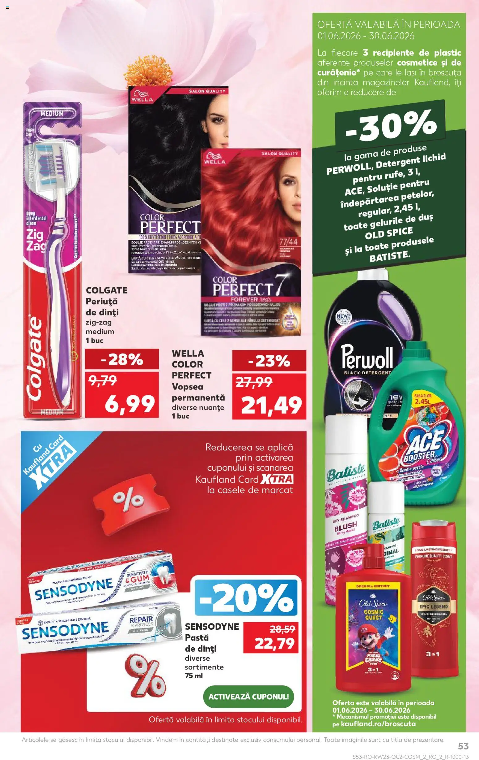 Kaufland RO akciós ujság - amely érvényes a következő dátumtól: 03.06.2026 | Oldal: 53 | Termékek: Old spice, Perwoll, Parfüm