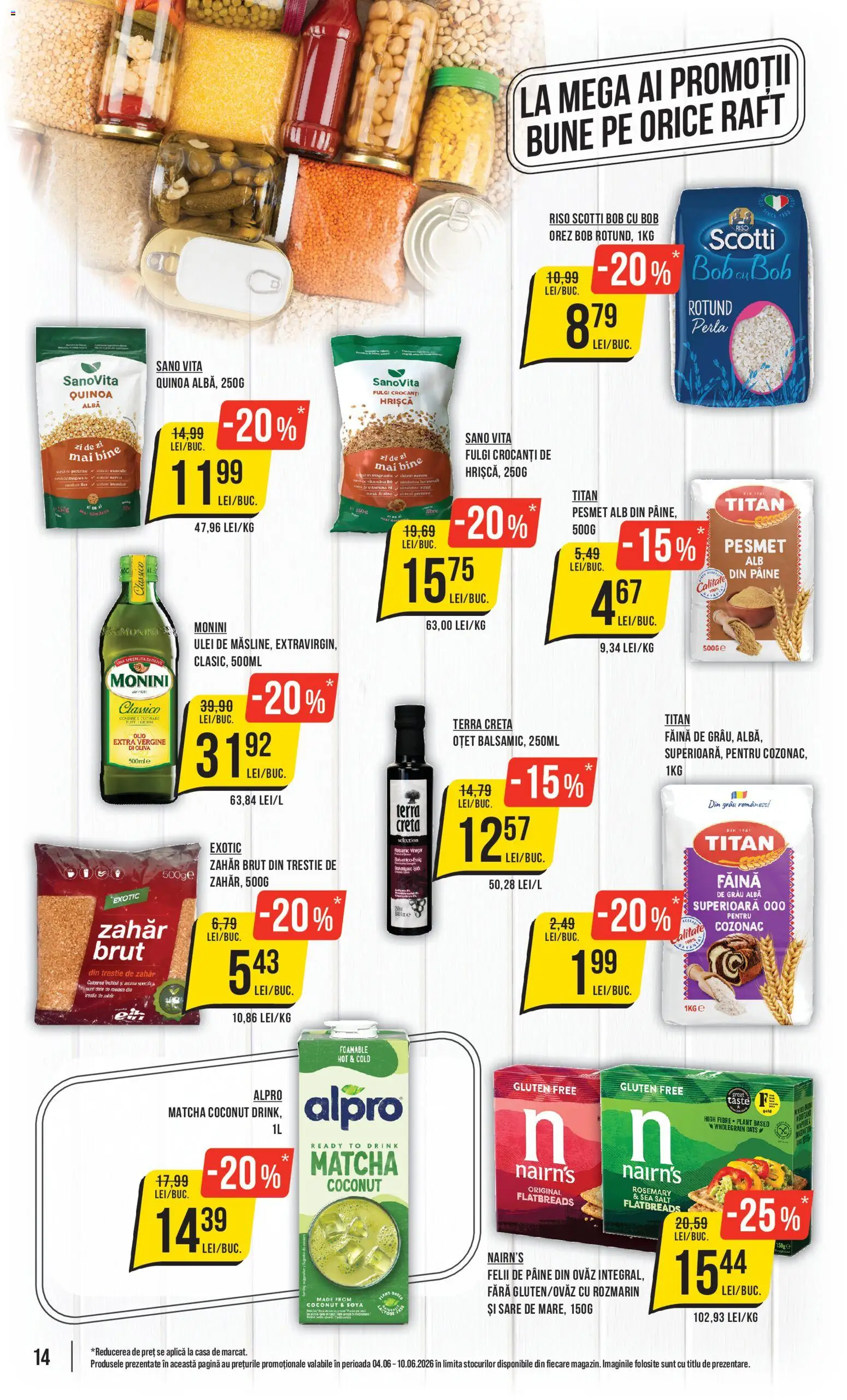 Noul catalog Mega Image – valabil de la 04.06.2026 | Pagină: 14 | Produse: Ulei, Pâine, Oțet, Zahăr
