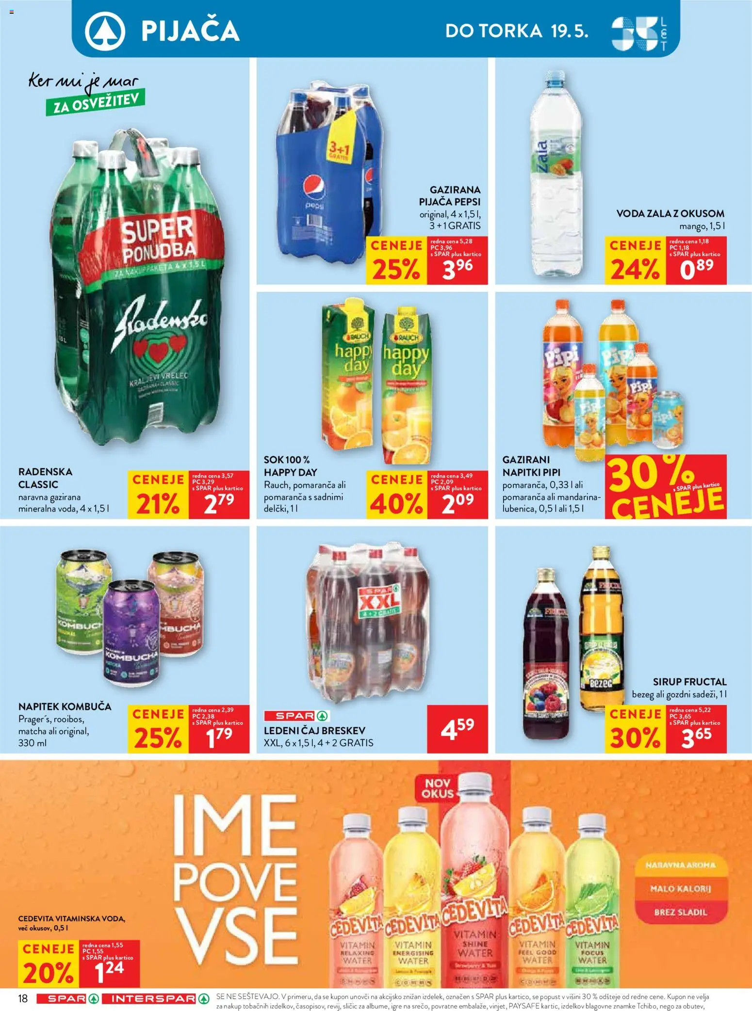 Novi Spar katalog ponudbe – veljaven od 13.05.2026 | Stran: 28 | Izdelki: Ledeni čaj, Sok, Voda, Breskev