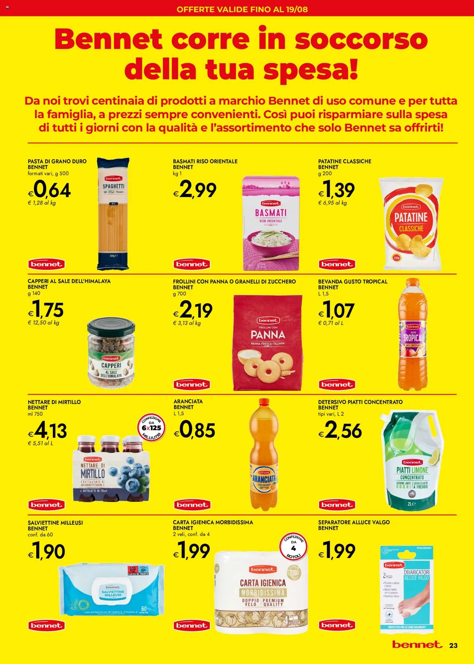 Volantino bennet del 23/07/2026 | Pagina: 23 | Prodotti: Panna, Frutta, Limone, Frollini