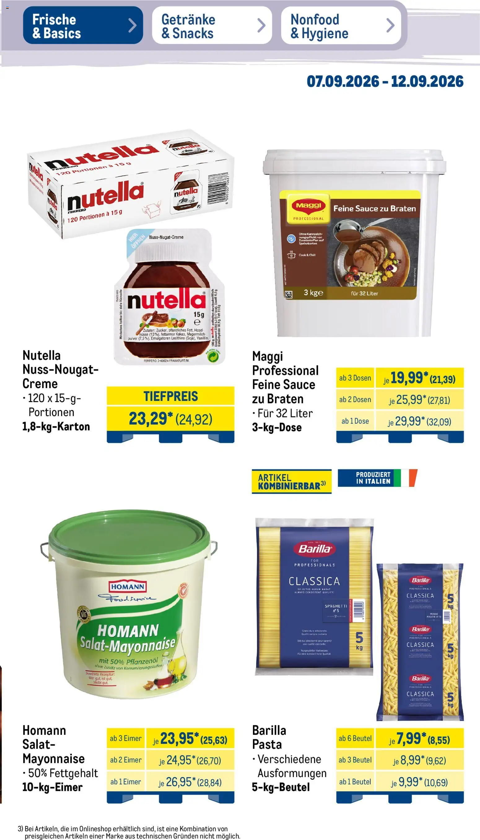 Metro Prospekt – gültig ab 07.09.2026 | Seite: 19 | Produkte: Maggi, Barilla, Creme, Pasta