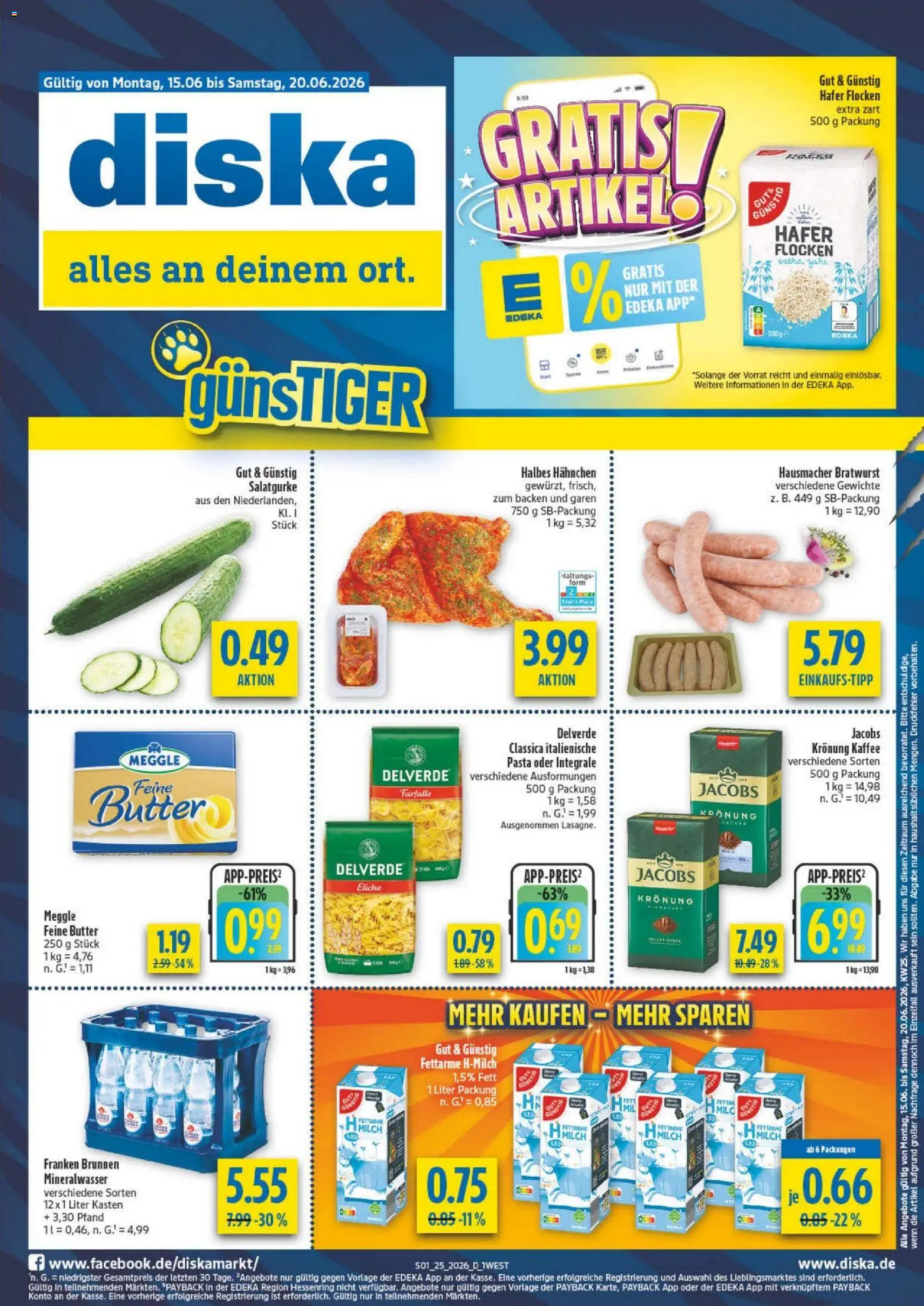 Diska - Diska Angebote Bayern KW25 – gültig ab 15.06.2026 | Seite: 5 | Produkte: Milch, Butter, Pasta, Flocken
