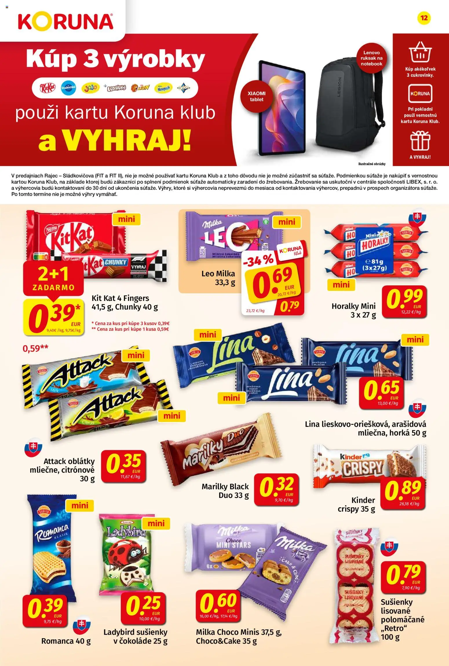 Nové Koruna akcie – leták je platný od 14.08.2026 | Strana: 12 | Produkty: Tablet, Oblátky, Notebook