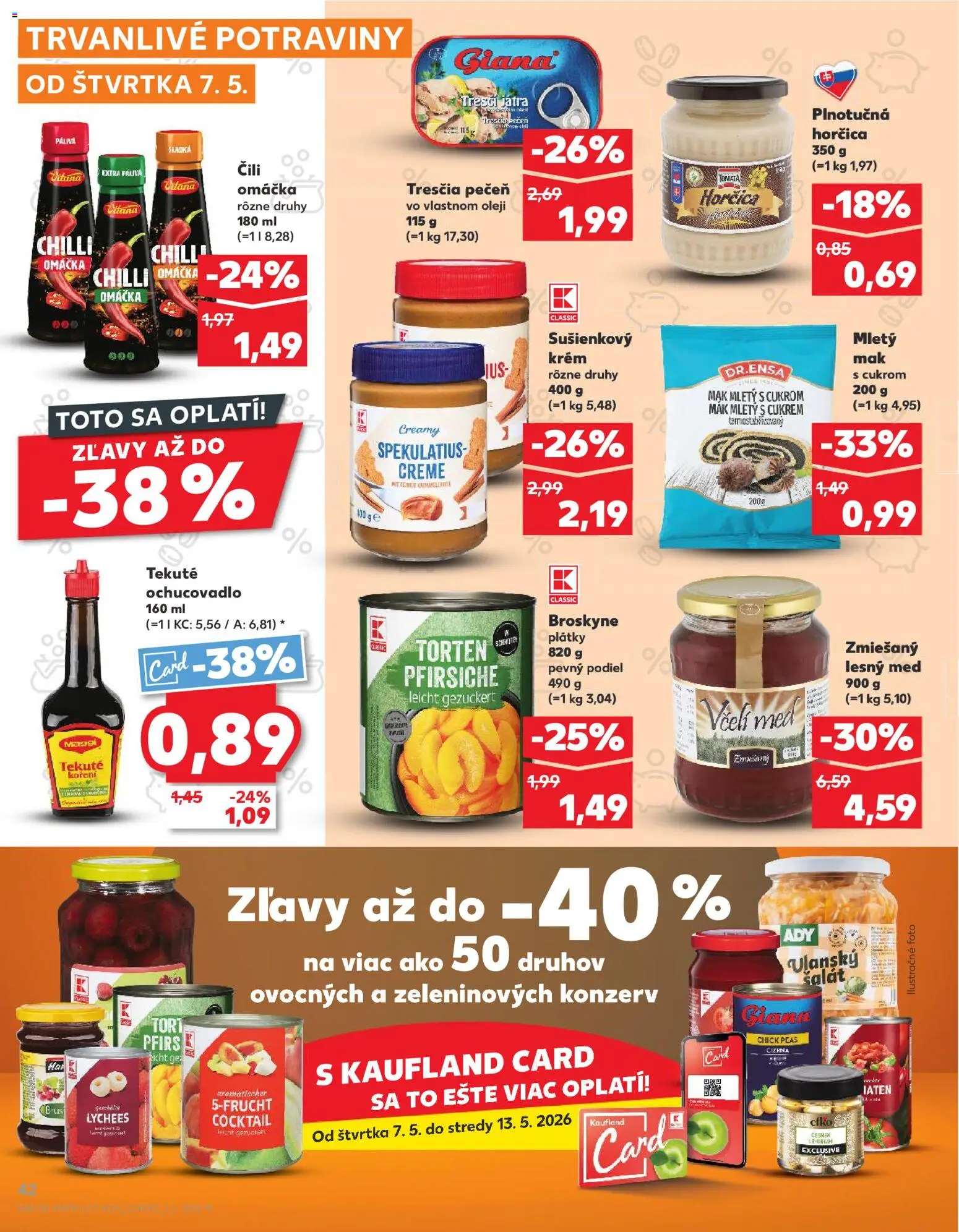Nové Kaufland akcie – leták je platný od 07.05.2026 | Strana: 42 | Produkty: Krém, Šalát, Omáčka, Med