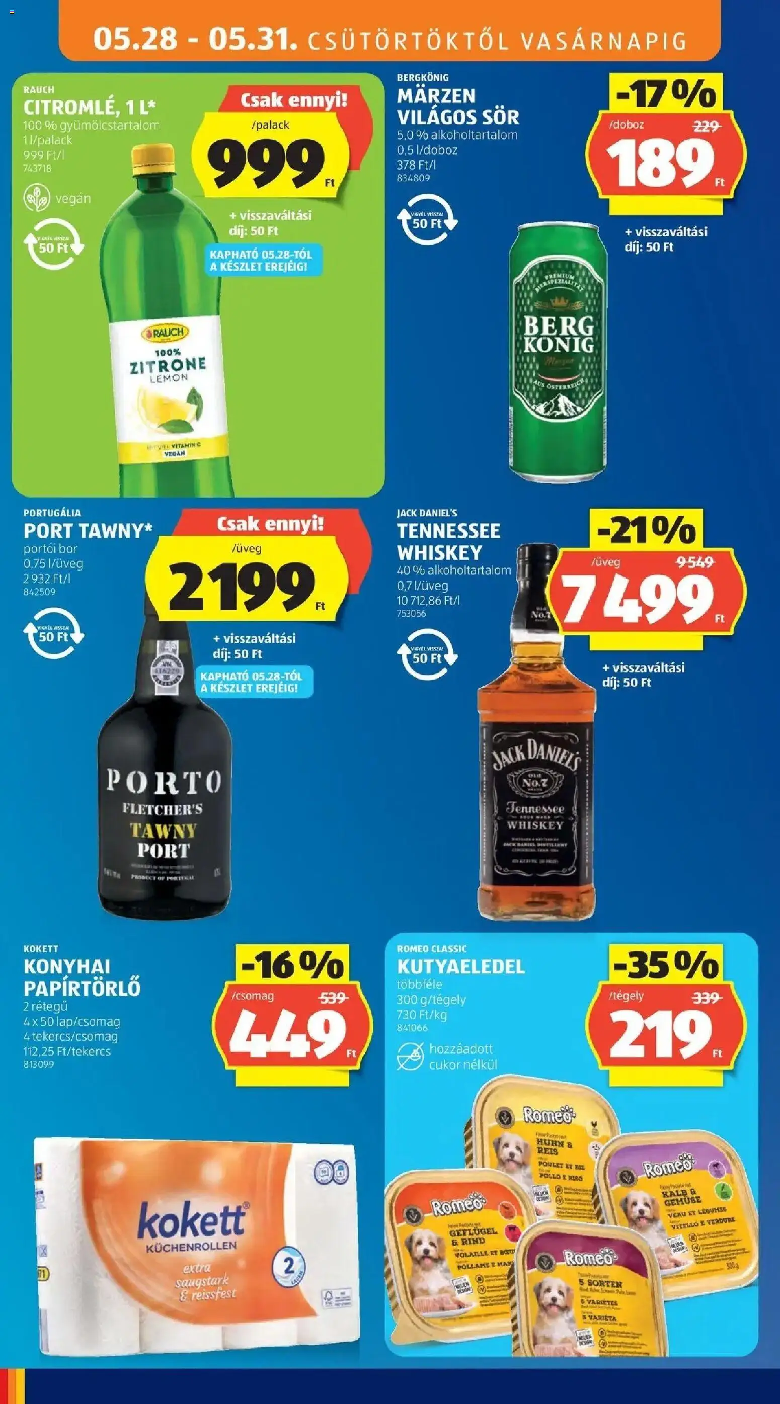 Aldi akciós ujság - amely érvényes a következő dátumtól: 28.05.2026 | Oldal: 18 | Termékek: Whiskey, Doboz, Bor, Cukor
