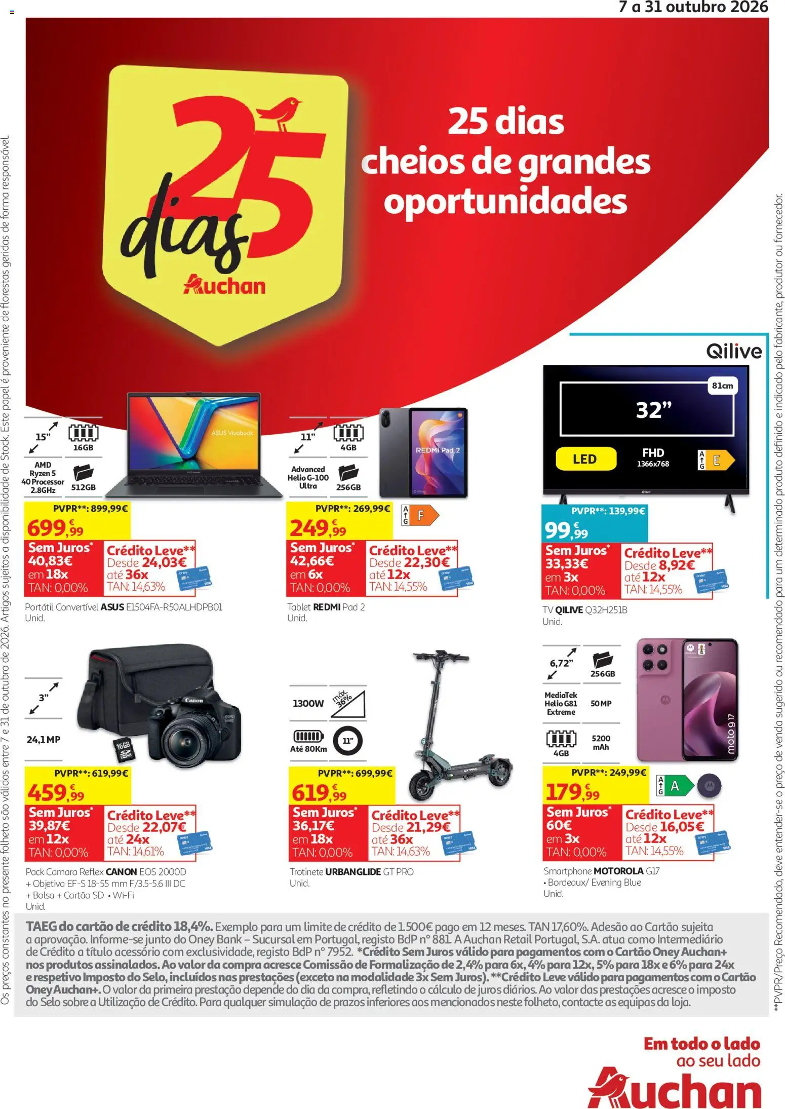 Auchan folheto Conforto para toda a família │ válido de 07/10/2026 | Página: 12 | Produtos: Smartphone, Bolsa, Trotinete, Tablet