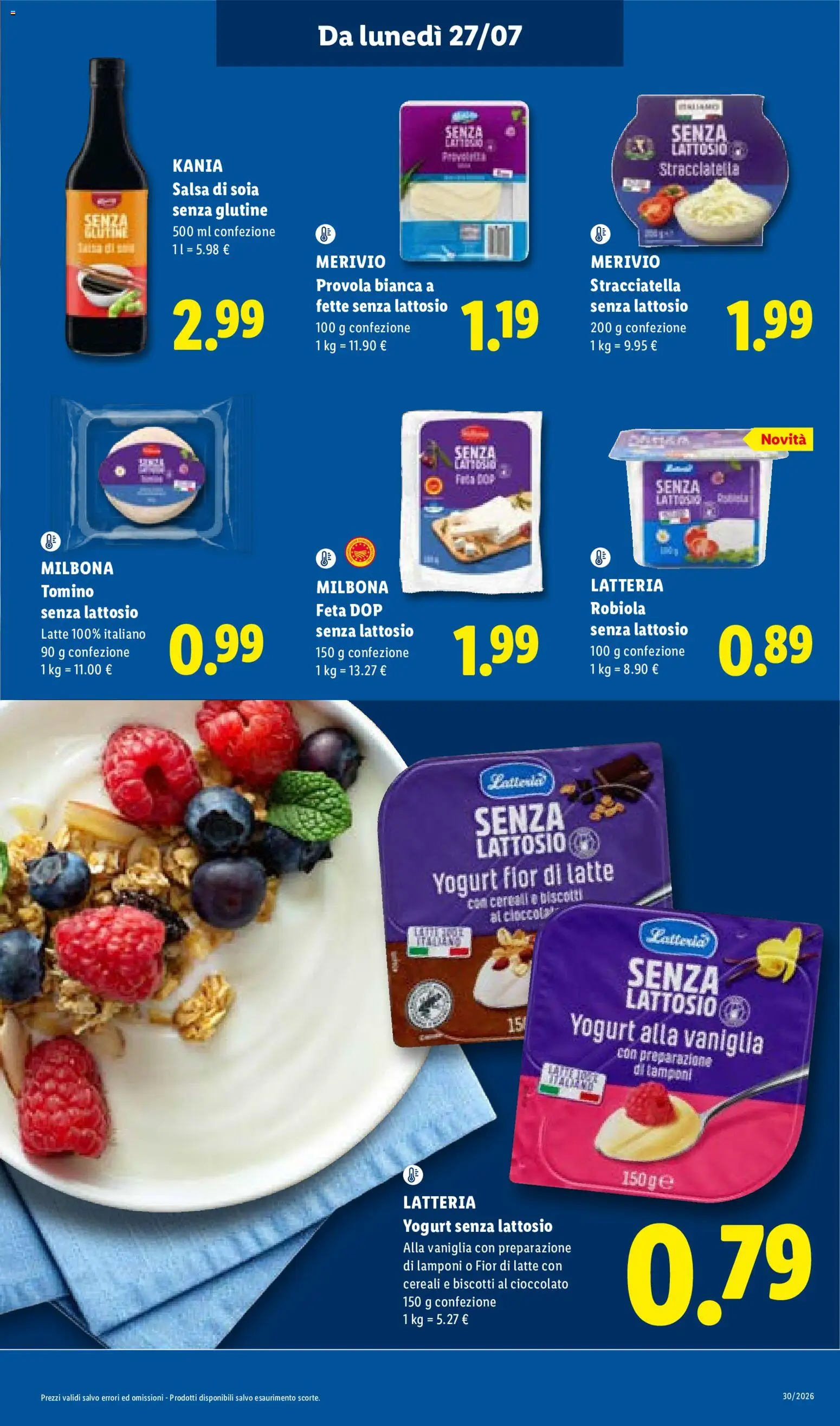 Volantino Lidl del 23/07/2026 | Pagina: 49 | Prodotti: Yogurt senza lattosio, Yogurt, Lamponi, Provola