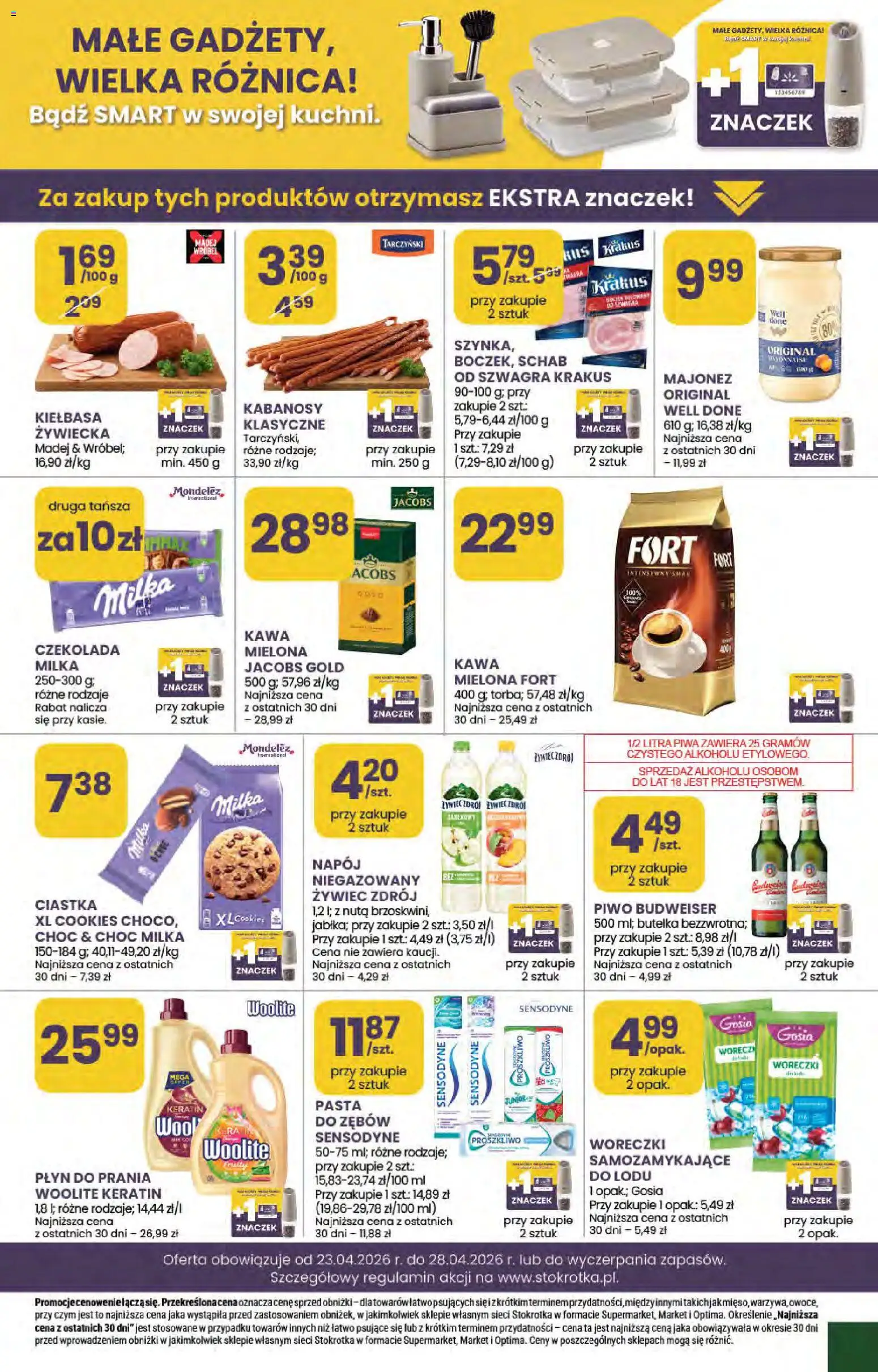 Stokrotka gazetka od 23.04.2026 | Strona: 19 | Produkty: Stokrotka, Kabanosy, Czekolada, Majonez