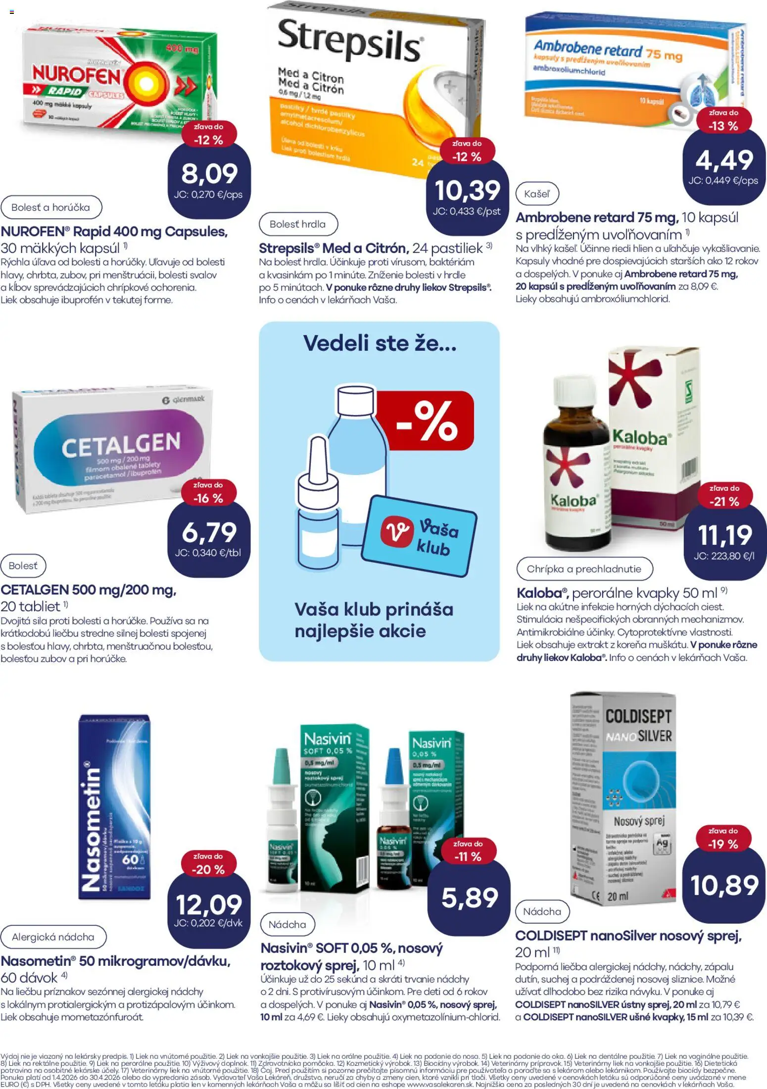 Nové Vaša lekáreň akcie – leták je platný od 01.04.2026 | Strana: 4 | Produkty: Med