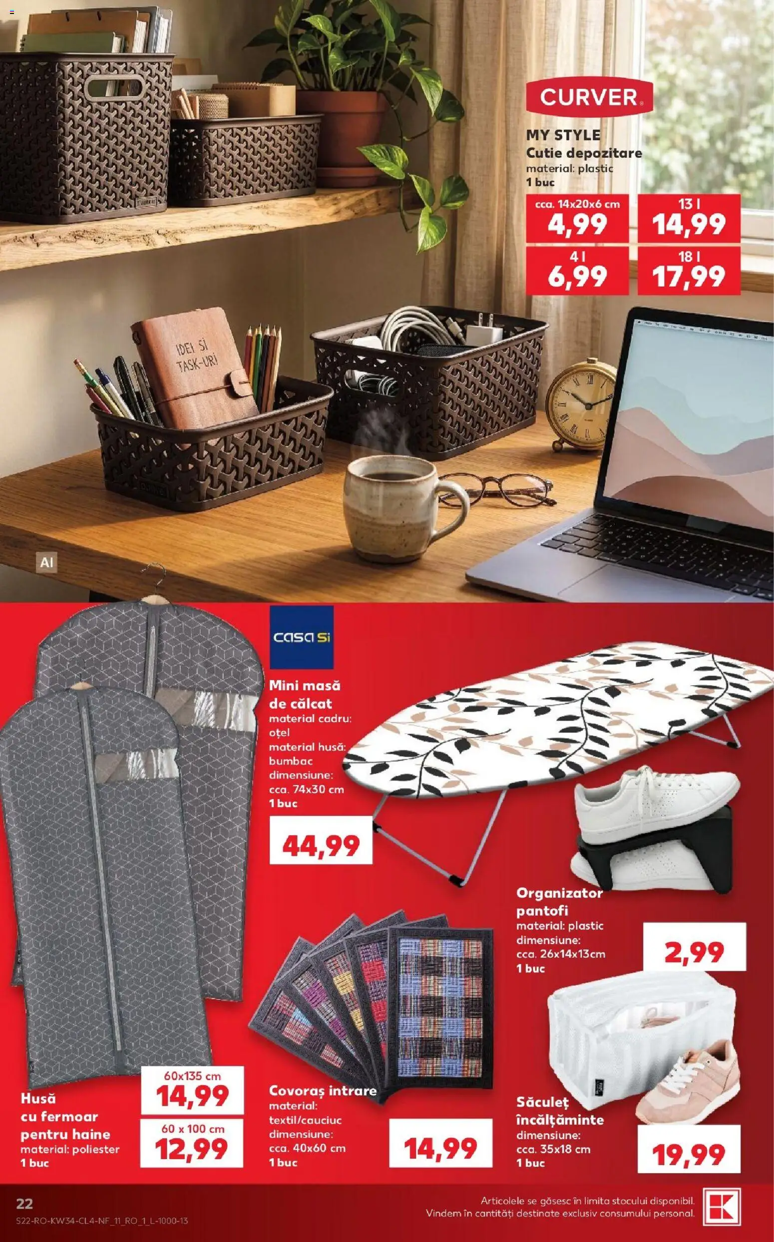 Noul catalog Kaufland – valabil de la 19.08.2026 | Pagină: 22 | Produse: Style, Masă, Organizator, Masă de călcat