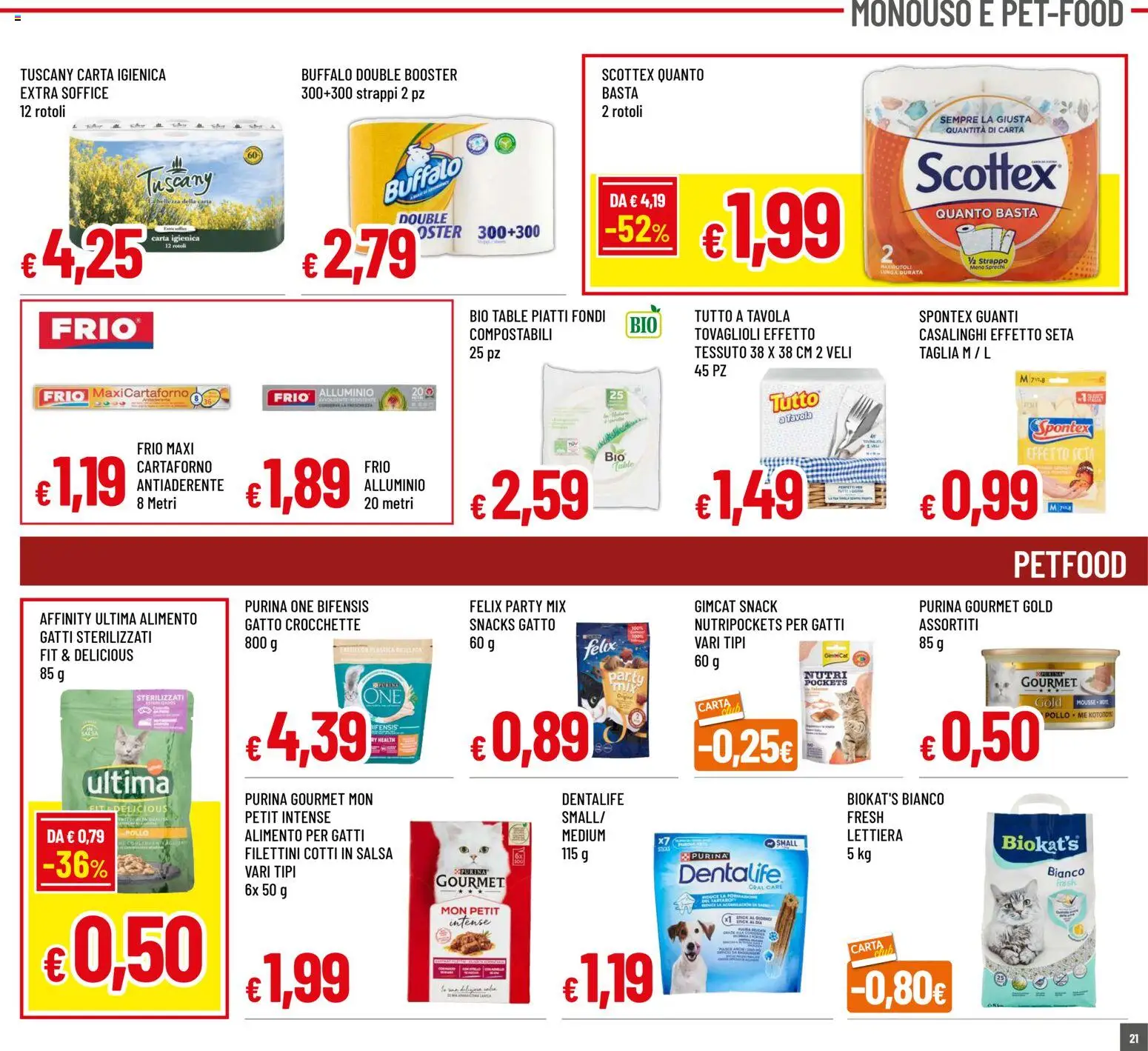 Volantino Famila del 04.06.2026 | Pagina: 21 | Prodotti: Carta igienica, Guanti, Crocchette, Alluminio