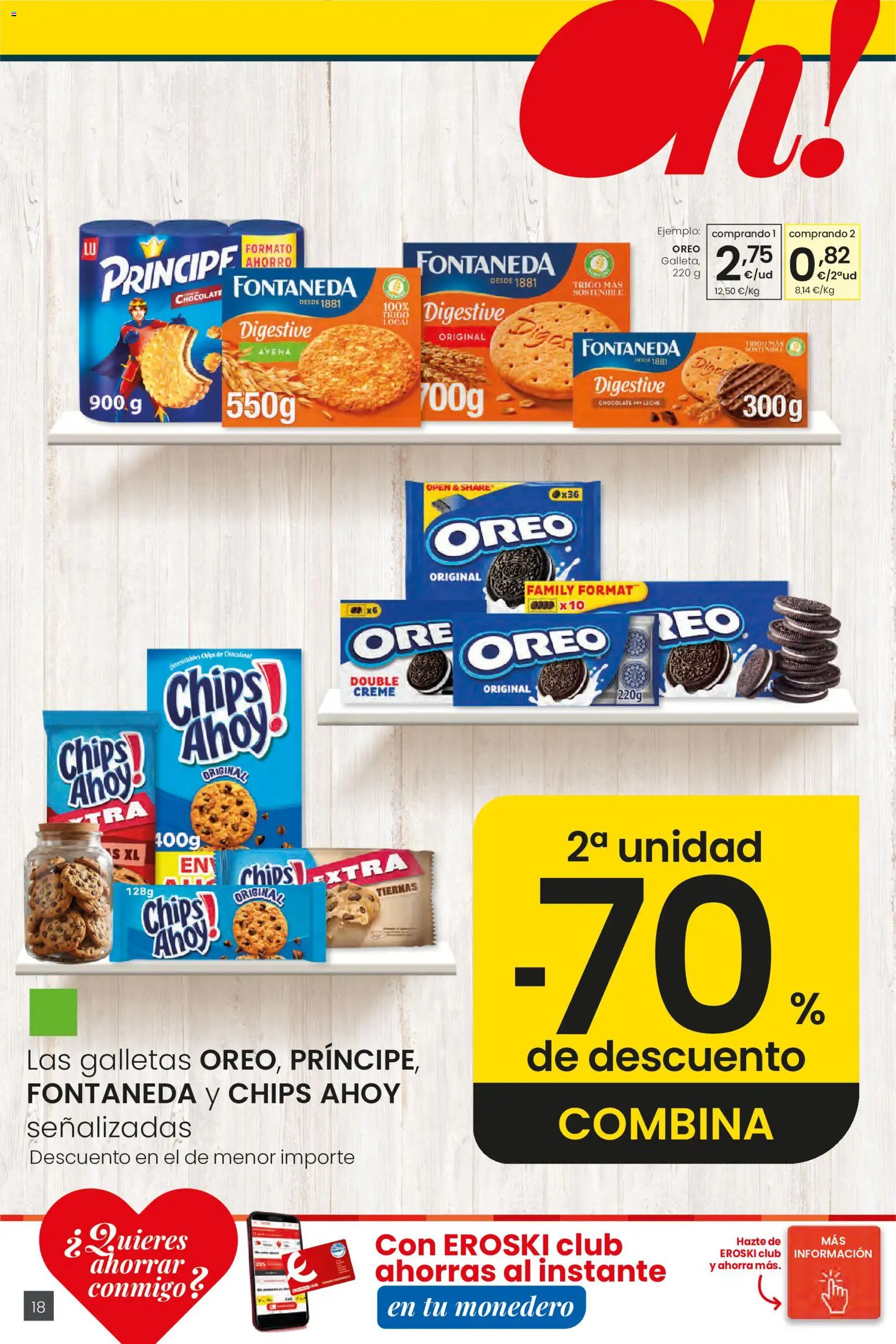 Eroski Ofertones de verano │ válido desde el 28.05.2026 | Página: 18 | Productos: Leche, Chocolate, Galletas