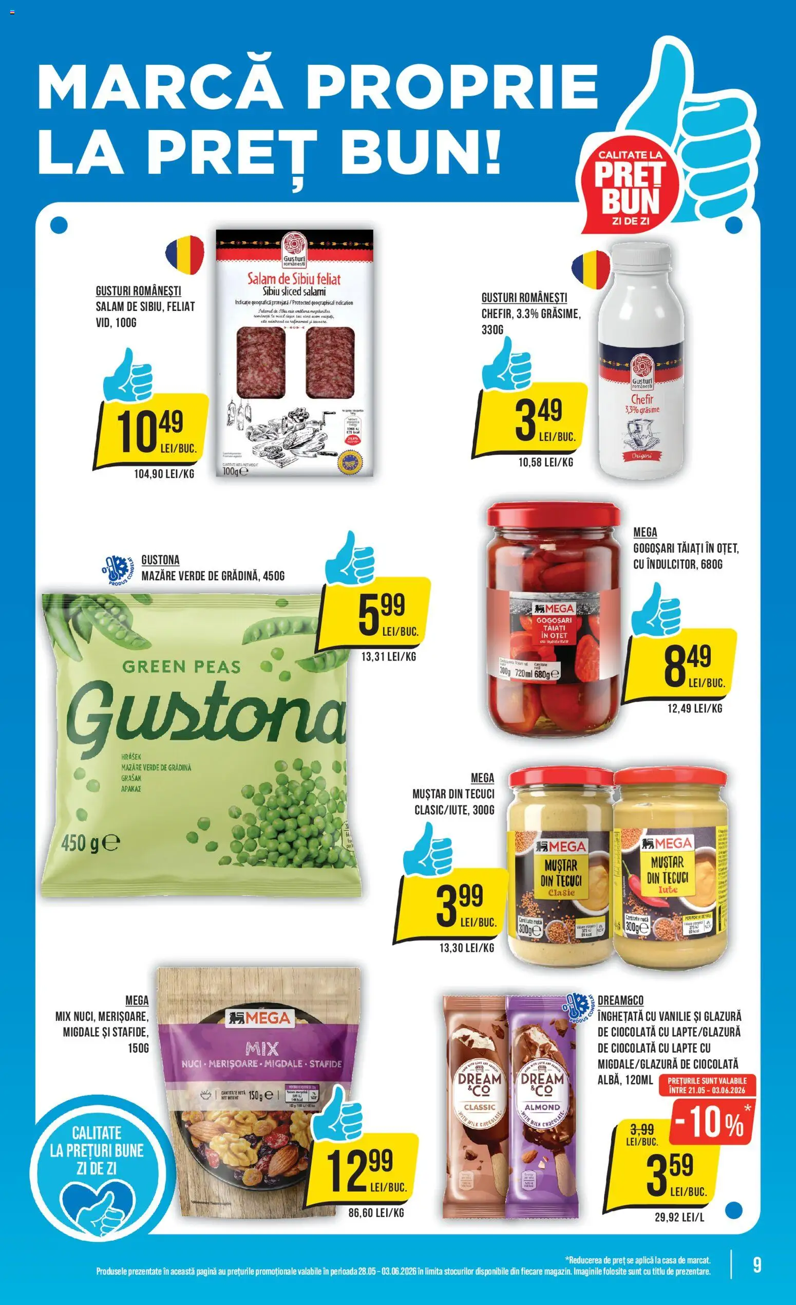 Noul catalog Mega Image – valabil de la 28.05.2026 | Pagină: 9 | Produse: Mazăre, Lapte, Oțet, Muștar