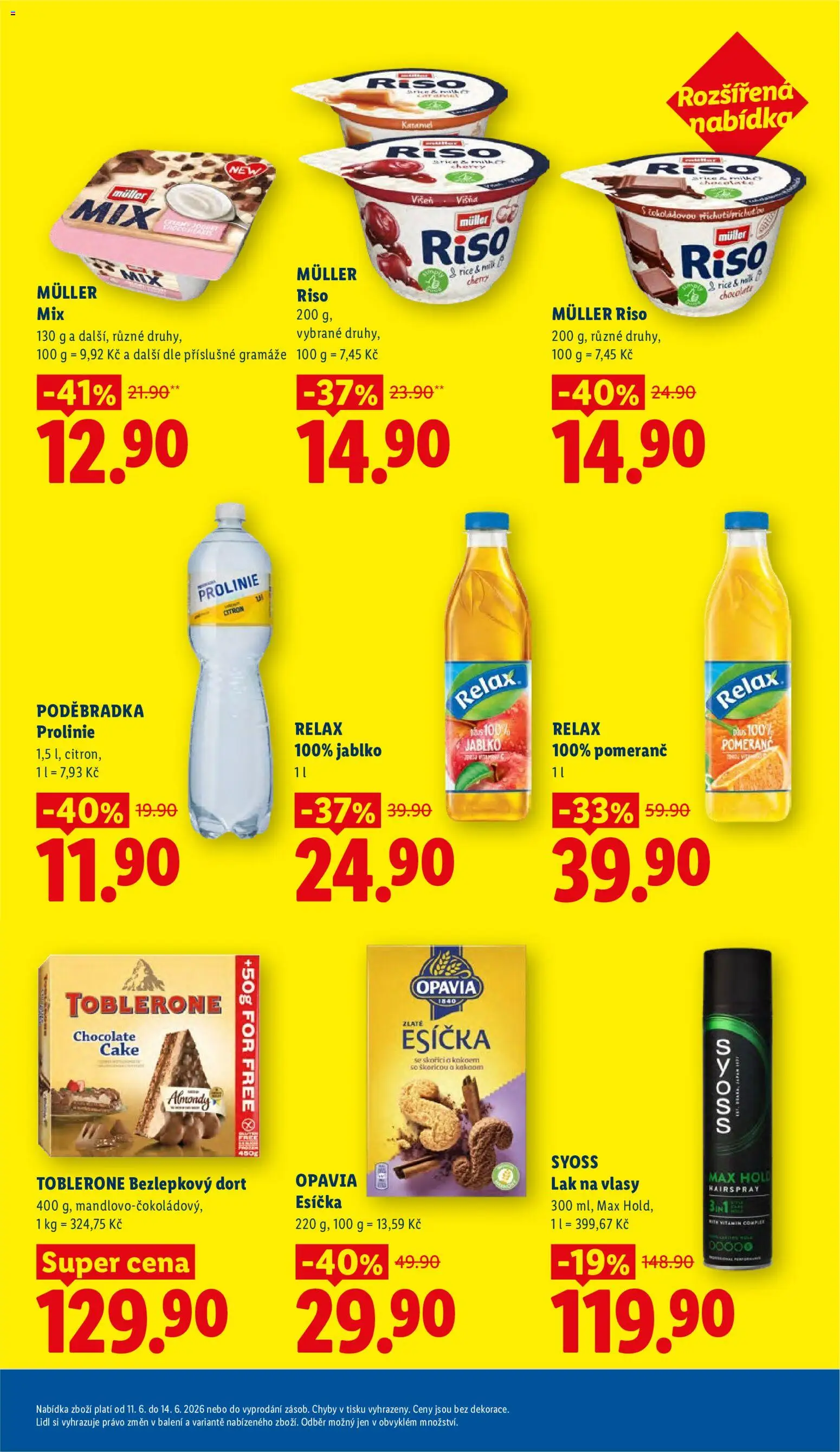 Lidl leták od 11.06.2026 | Strana: 25 | Produkty: Poděbradka, Esíčka, Toblerone, Lak na vlasy