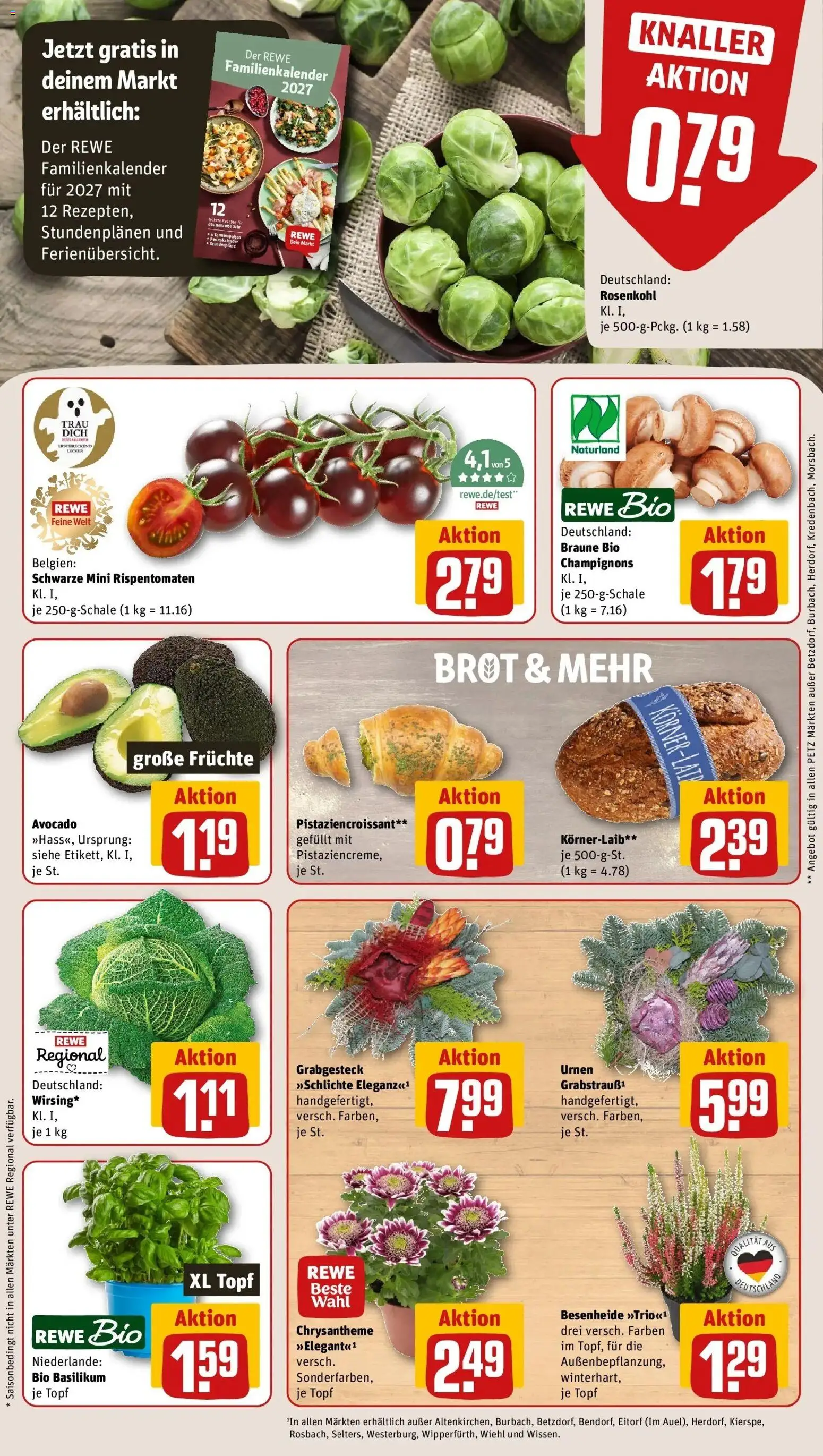 REWE Prospekt ab 19.10.2026 zum Blättern » Angebote | Seite: 11 | Produkte: Avocado, Champignons, Brot