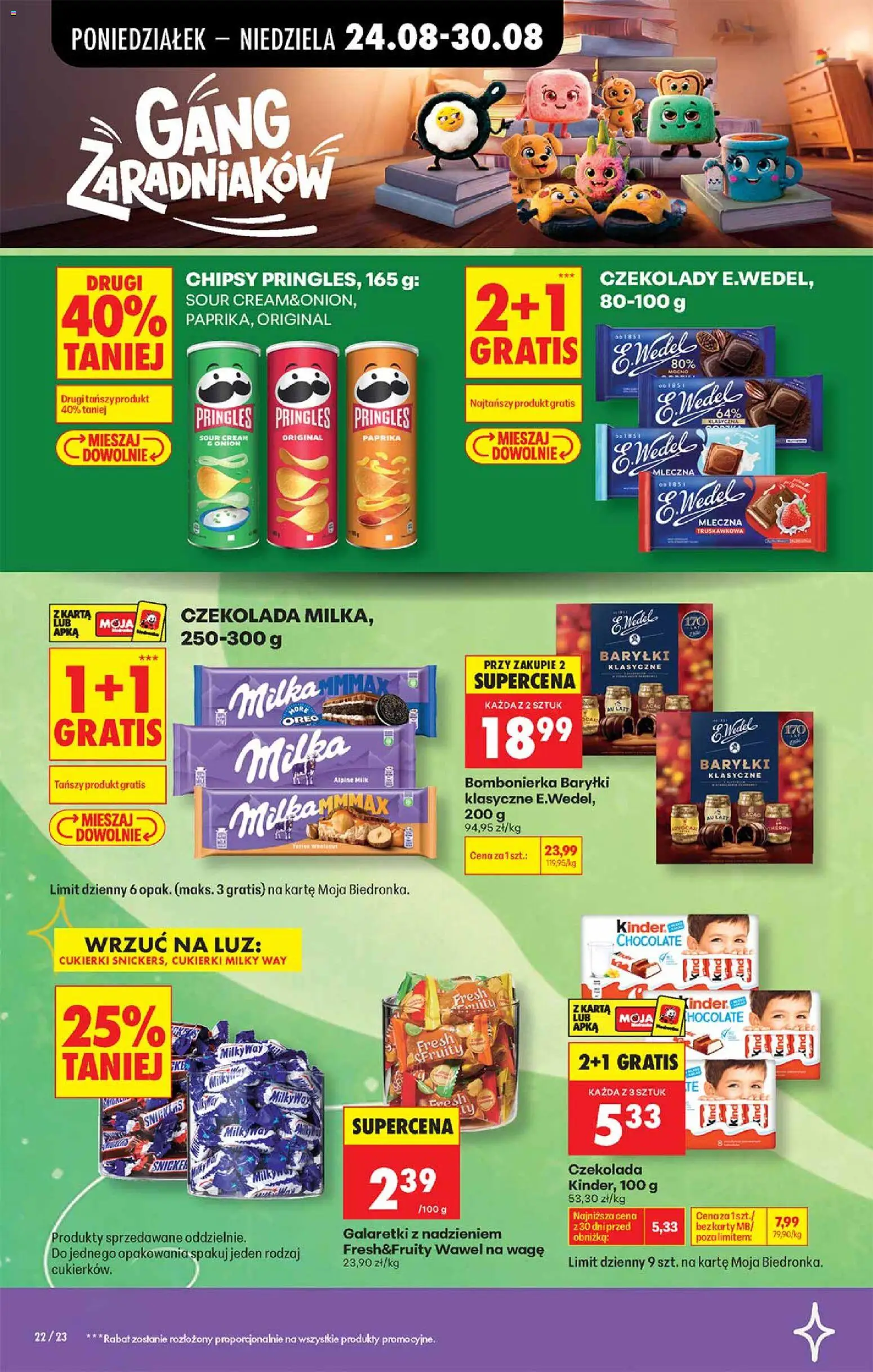 Biedronka Polsko leták - Gang zaradniakow od 24.08.2026 | Strana: 7 | Produkty: Milka, Paprika, Chipsy, Kinder