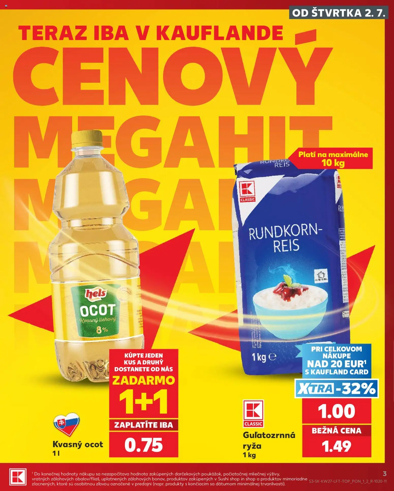 Nové Kaufland akcie – leták je platný od 02.07.2026 | Strana: 3 | Produkty: Ryža, Sushi, Ocot