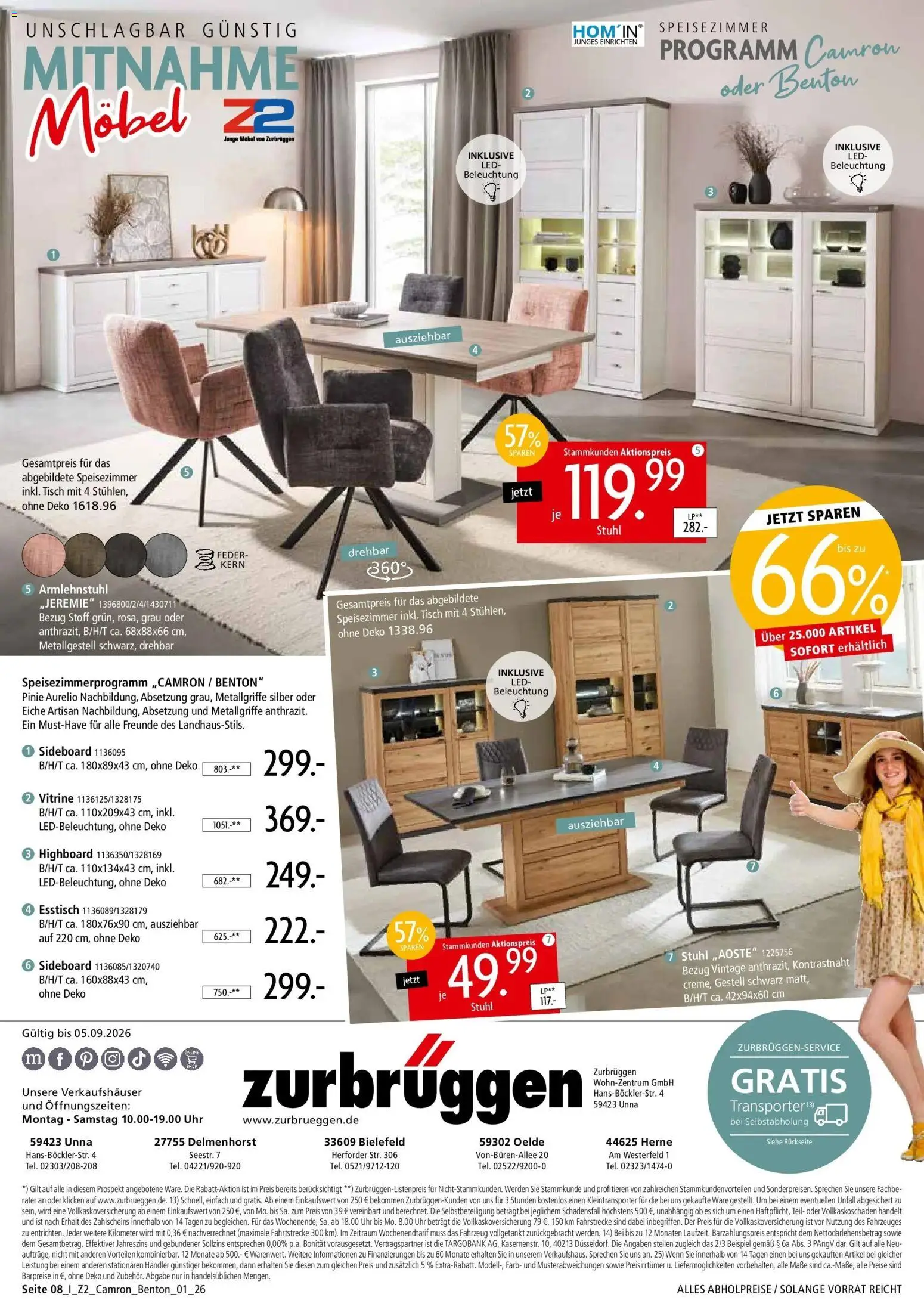 Zurbrüggen - Zurbrüggen: Mitnahme Möbel (ab 08.08.2026) zum Blättern | Seite: 8 | Produkte: Esstisch, Vitrine, Tisch, Uhr