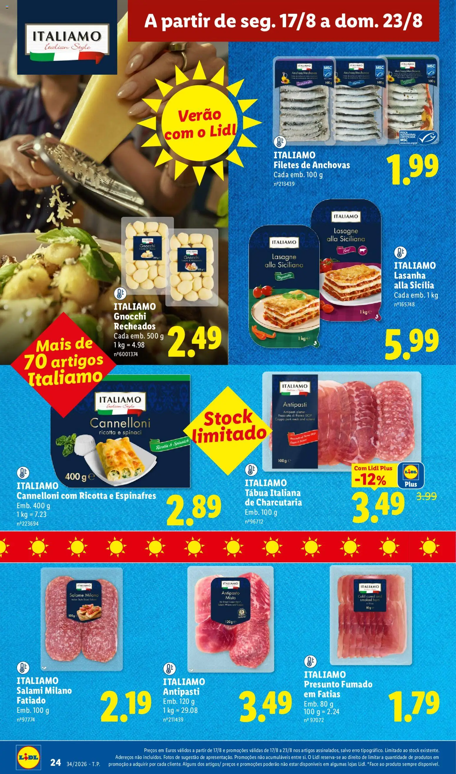 Lidl folheto │ válido de 17/08/2026 | Página: 24 | Produtos: Anchovas, Tábua, Espinafres, Gnocchi