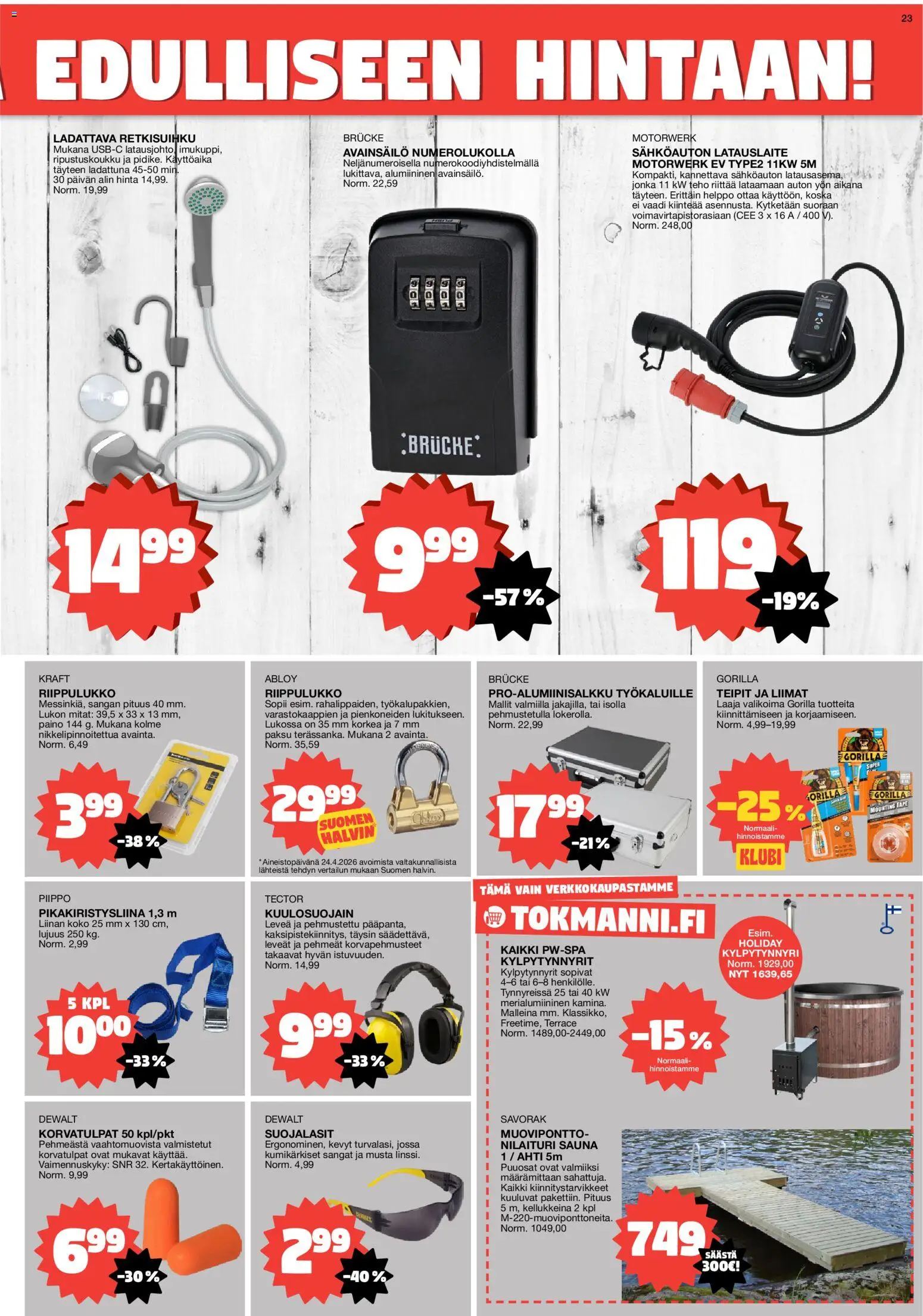 Tokmanni tarjoukset – voimassa 11.05.2026 alkaen | Sivu: 23 | Tuotteet: Riippulukko, Suojalasit