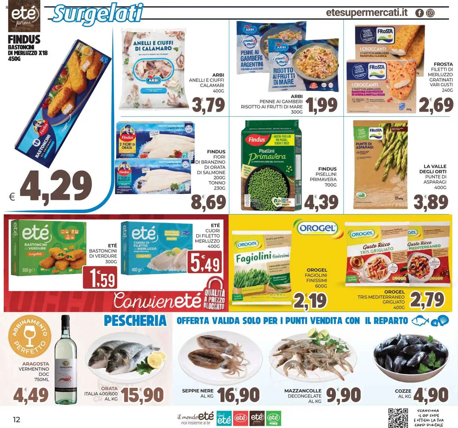 Volantino Eté del 02.06.2026 | Pagina: 12 | Prodotti: Merluzzo, Mazzancolle, Branzino, Orata