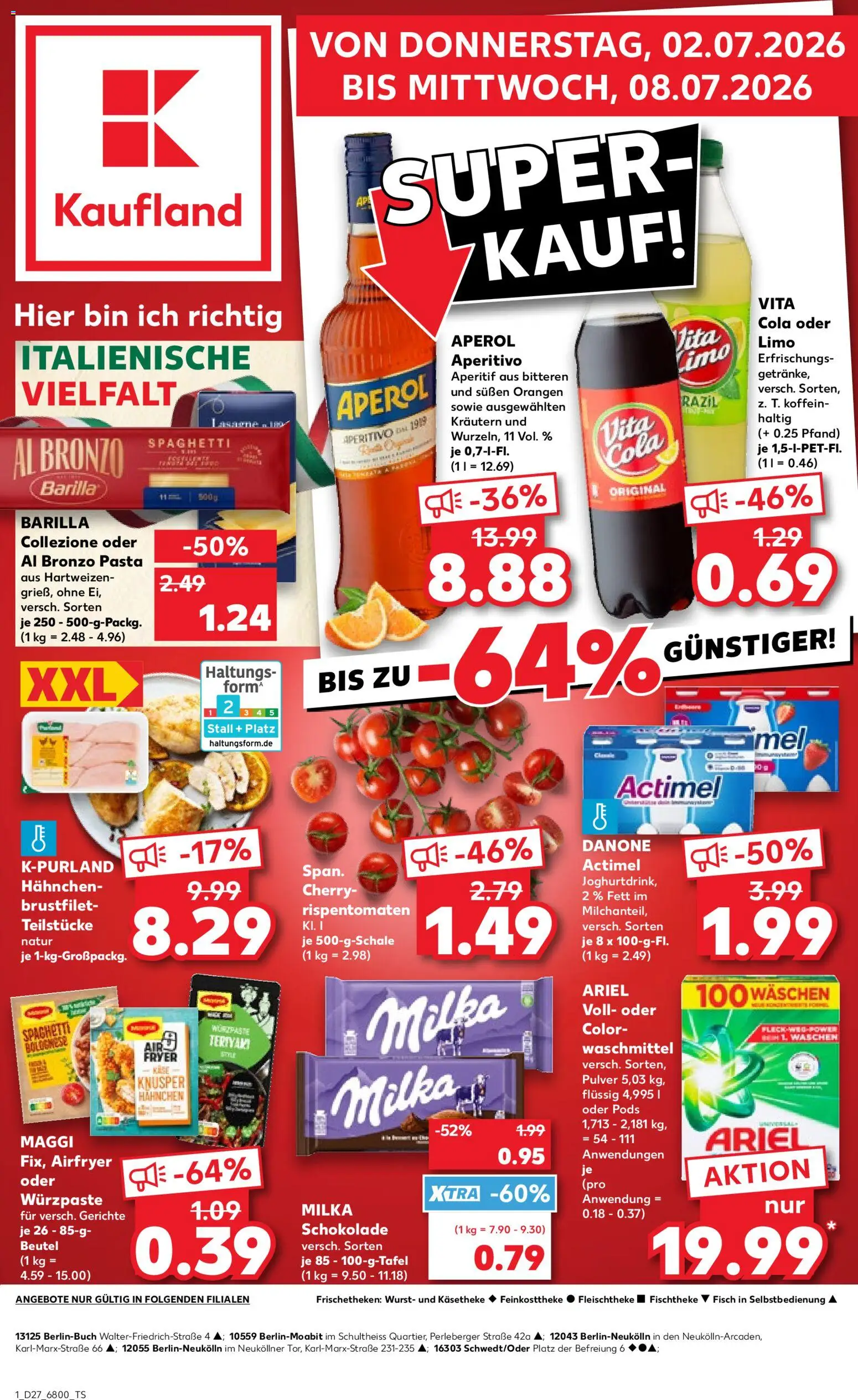 Kaufland Prospekt Berlin – gültig ab 02.07.2026 | Seite: 1 | Produkte: Actimel, Maggi, Cola, Vita cola