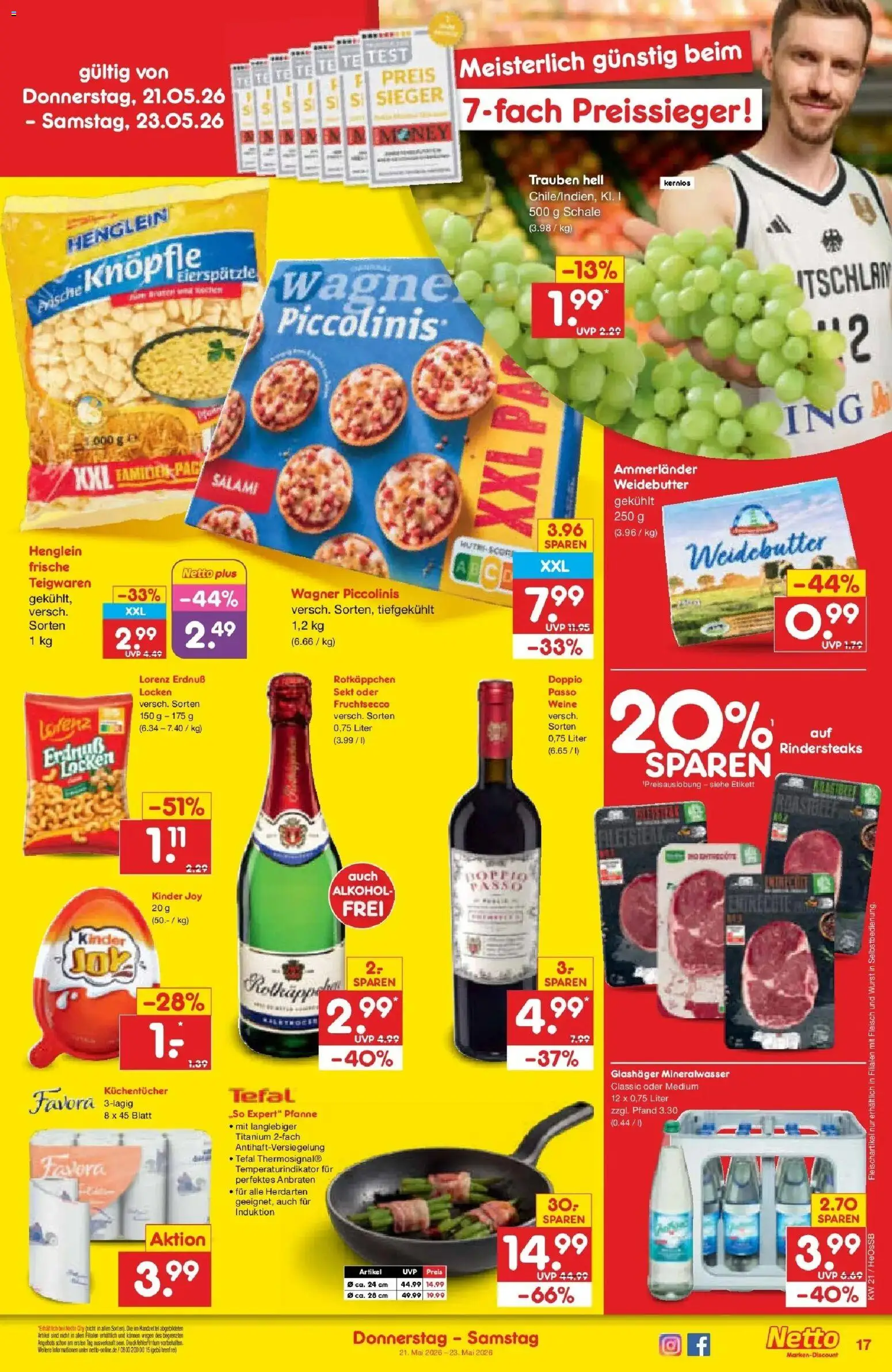 Netto Marken-Discount Prospekt Kröpelin	 – gültig ab 17.05.2026 | Seite: 17 | Produkte: Fruchtsecco, Rotkäppchen, Salami, Fleisch