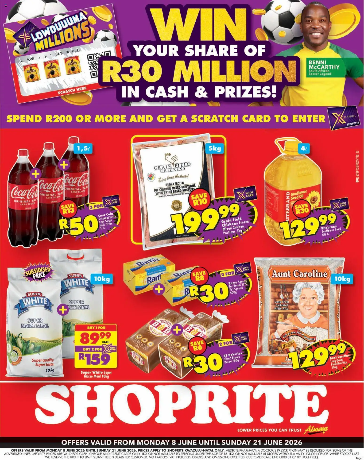 New Shoprite catalogue – valid from 08.06.2026 | Page: 1 | Products: Maize meal, Bread, Rice, Sugar