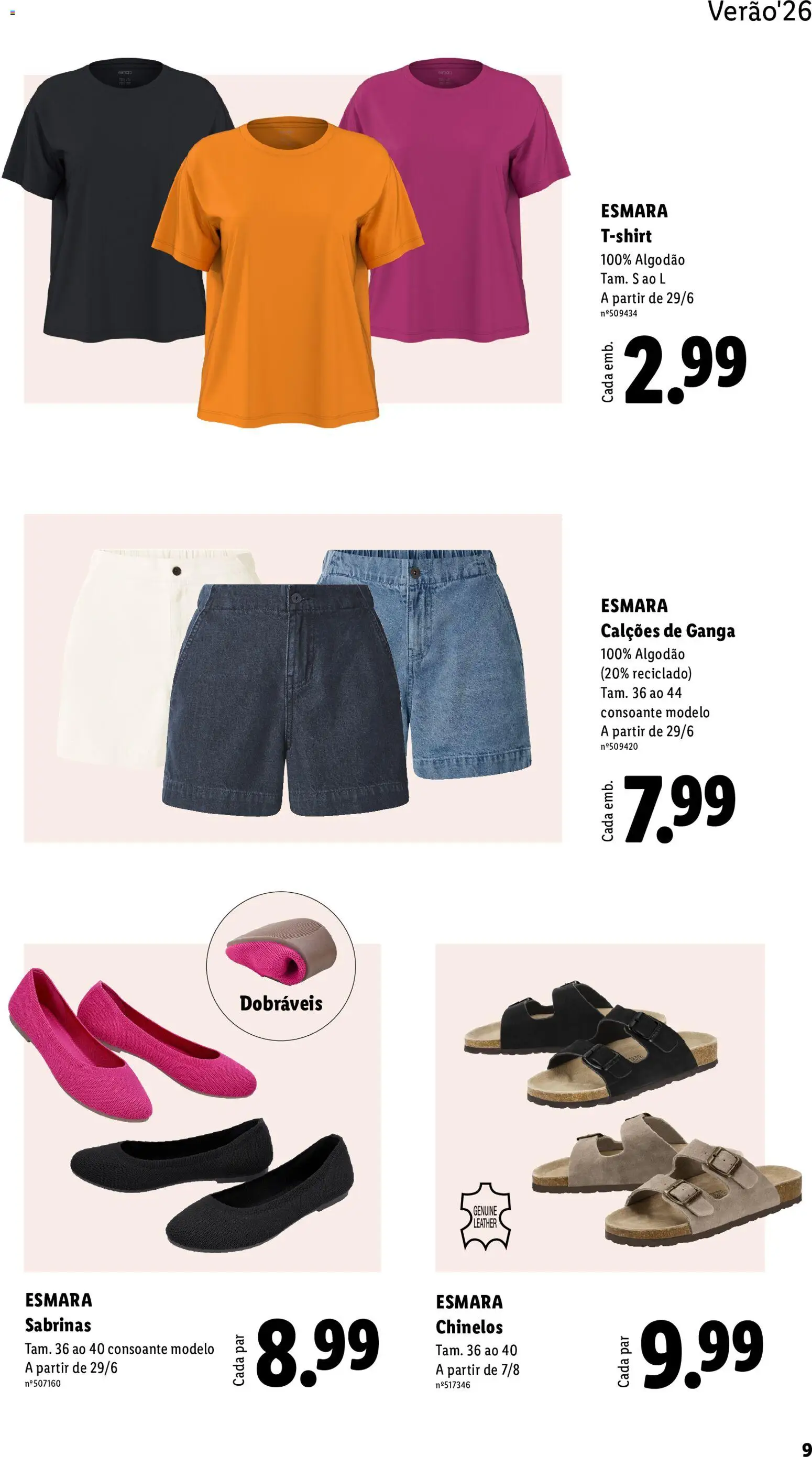 Lidl Folheto Especial │ válido de 08.06.2026 | Página: 9 | Produtos: Chinelos, Algodão, Calções