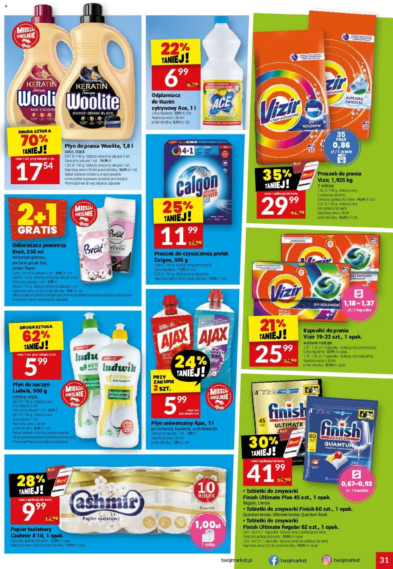 Twój Market gazetka od 06.05.2026 | Strona: 31 | Produkty: Mięta, Kapsułki do prania, Odplamiacz, Tabletki do zmywarki