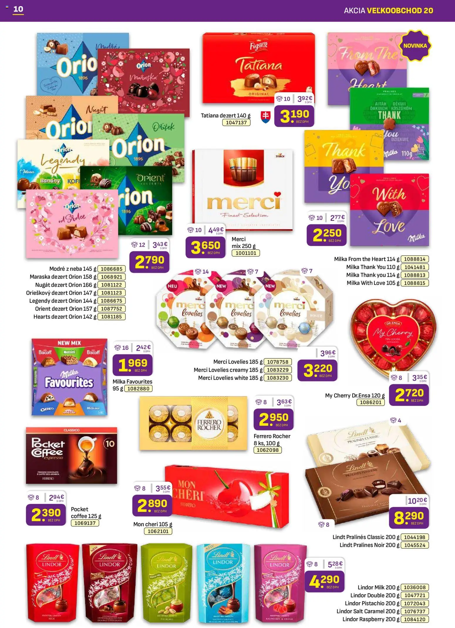 Nové Libex akcie – leták je platný od 05.10.2026 | Strana: 10 | Produkty: Lindt, Mon Chéri, Milka, Ferrero Rocher