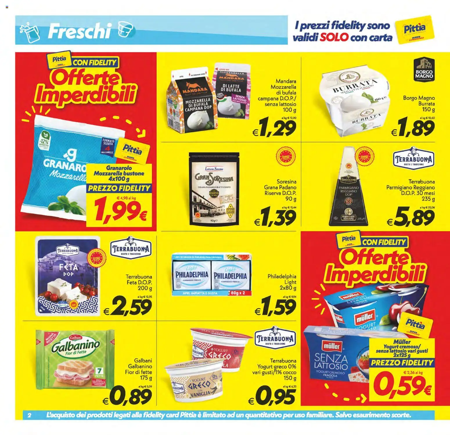 Volantino SuperConveniente del 31/07/2026 | Pagina: 2 | Prodotti: Mozzarella senza lattosio, Grana Padano, Parmigiano, Burrata