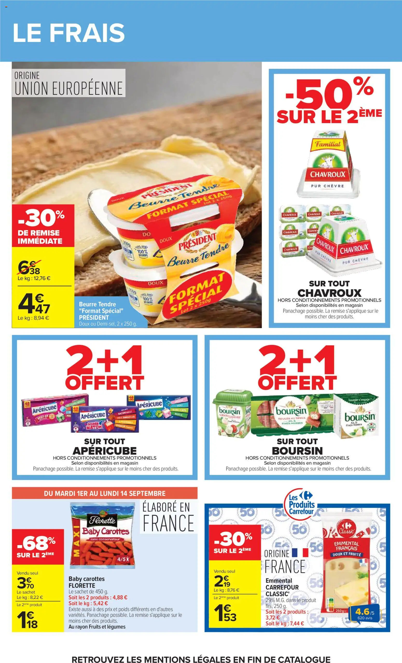 {H1} | Page: 30 | Produits: Carottes, Fruits, Boursin, Beurre