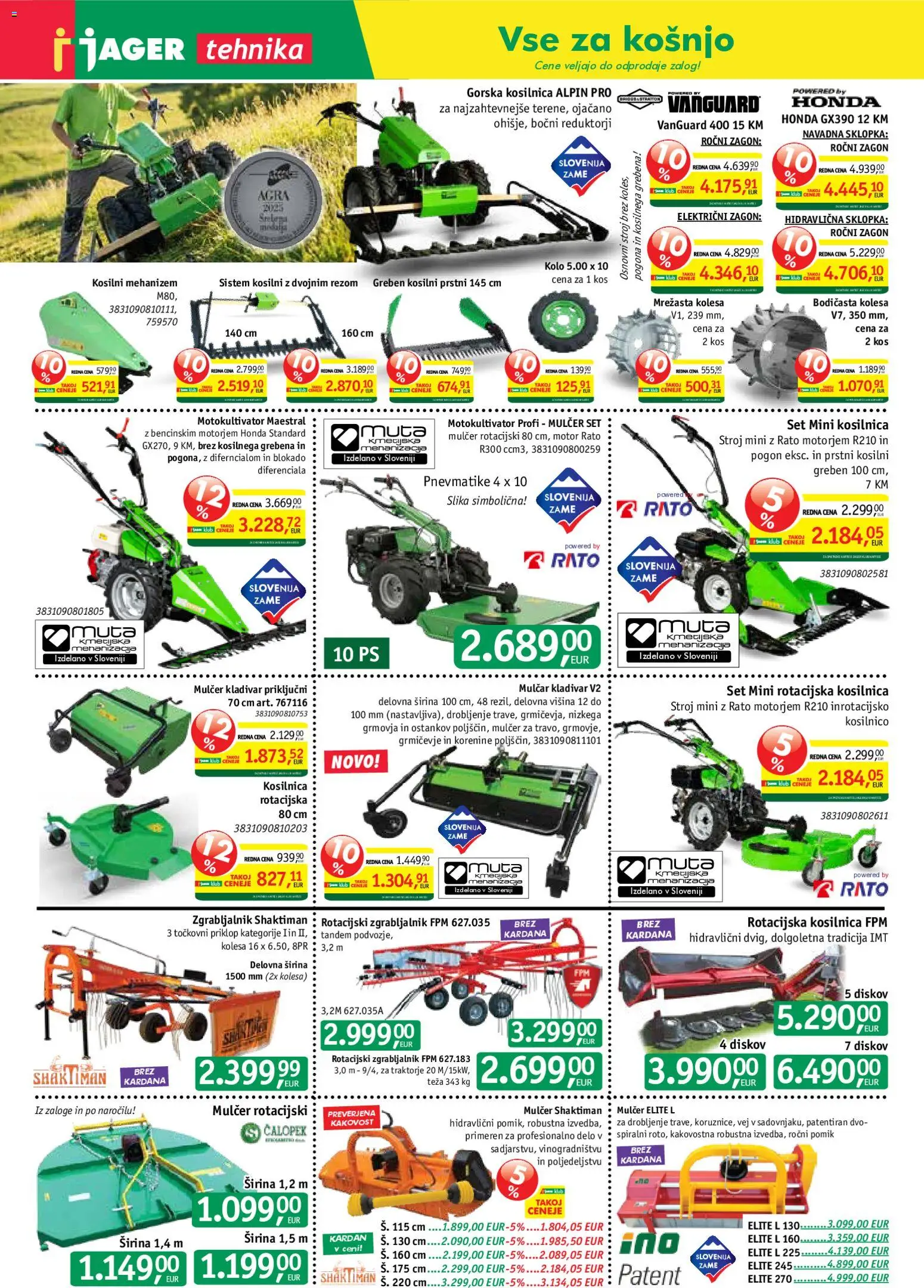 Novi Jager katalog ponudbe – veljaven od 20.05.2026 | Stran: 1 | Izdelki: Teza, Kosilnica, Kos