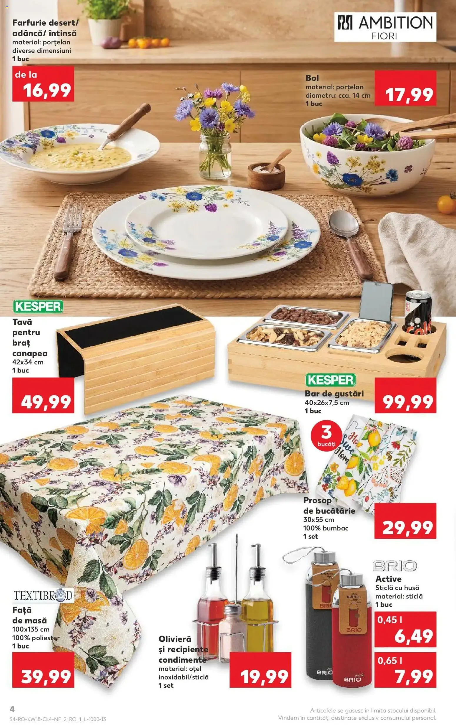 Noul catalog Kaufland – valabil de la 29.04.2026 | Pagină: 4 | Produse: Față de masă, Canapea, Masă, Condimente