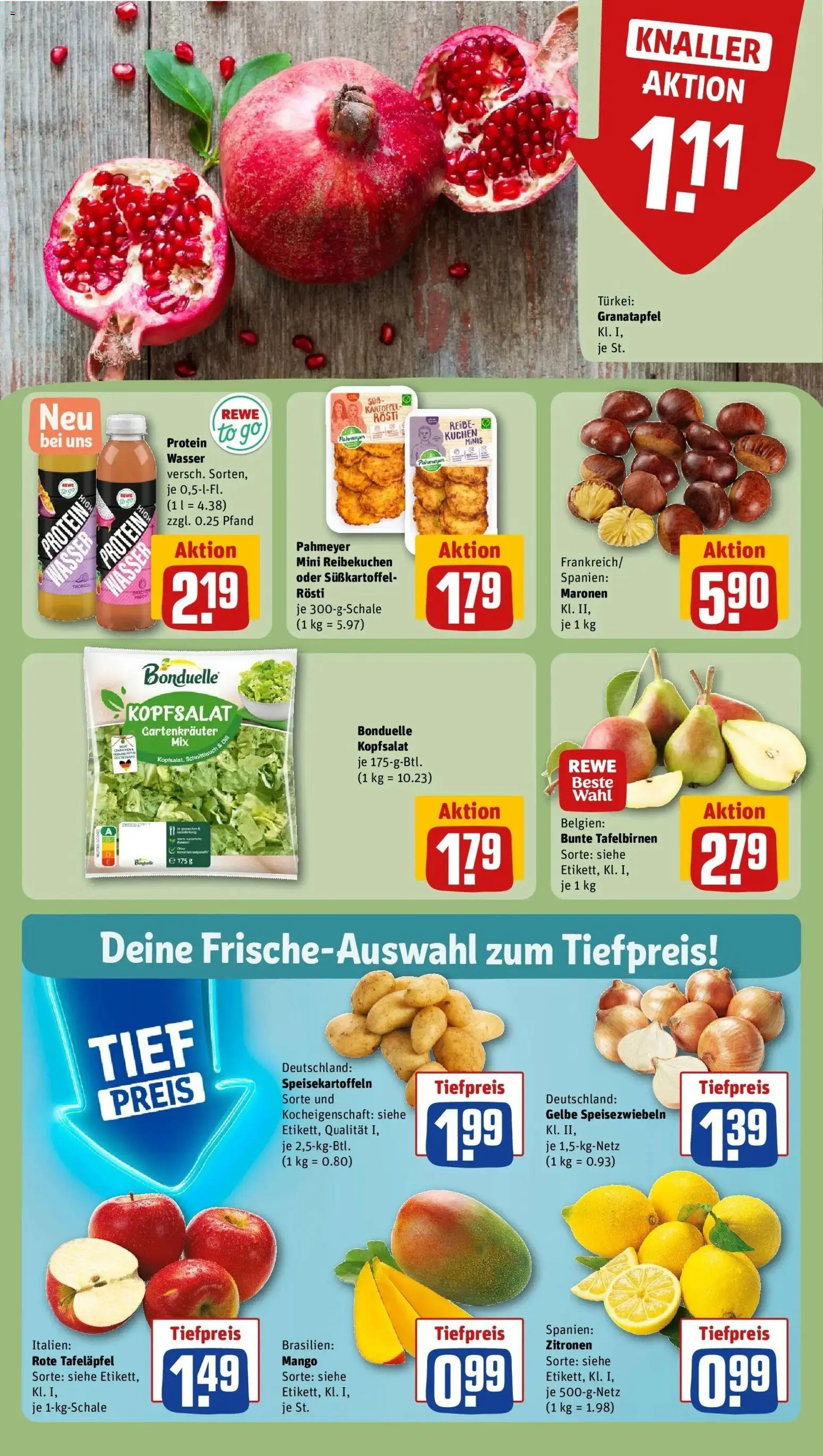 REWE Prospekt ab 19.10.2026 zum Blättern » Angebote | Seite: 8 | Produkte: Granatapfel, Wasser, Kuchen, Zitronen