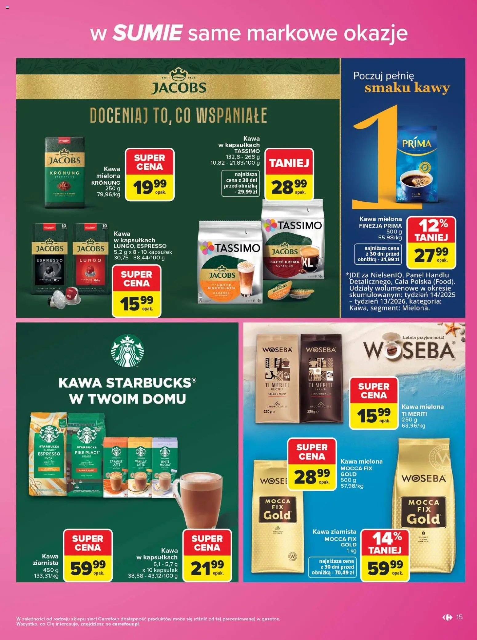Carrefour gazetka - Same markowe okazje od 03.08.2026 | Strona: 15 | Produkty: Kawa ziarnista, Kawa