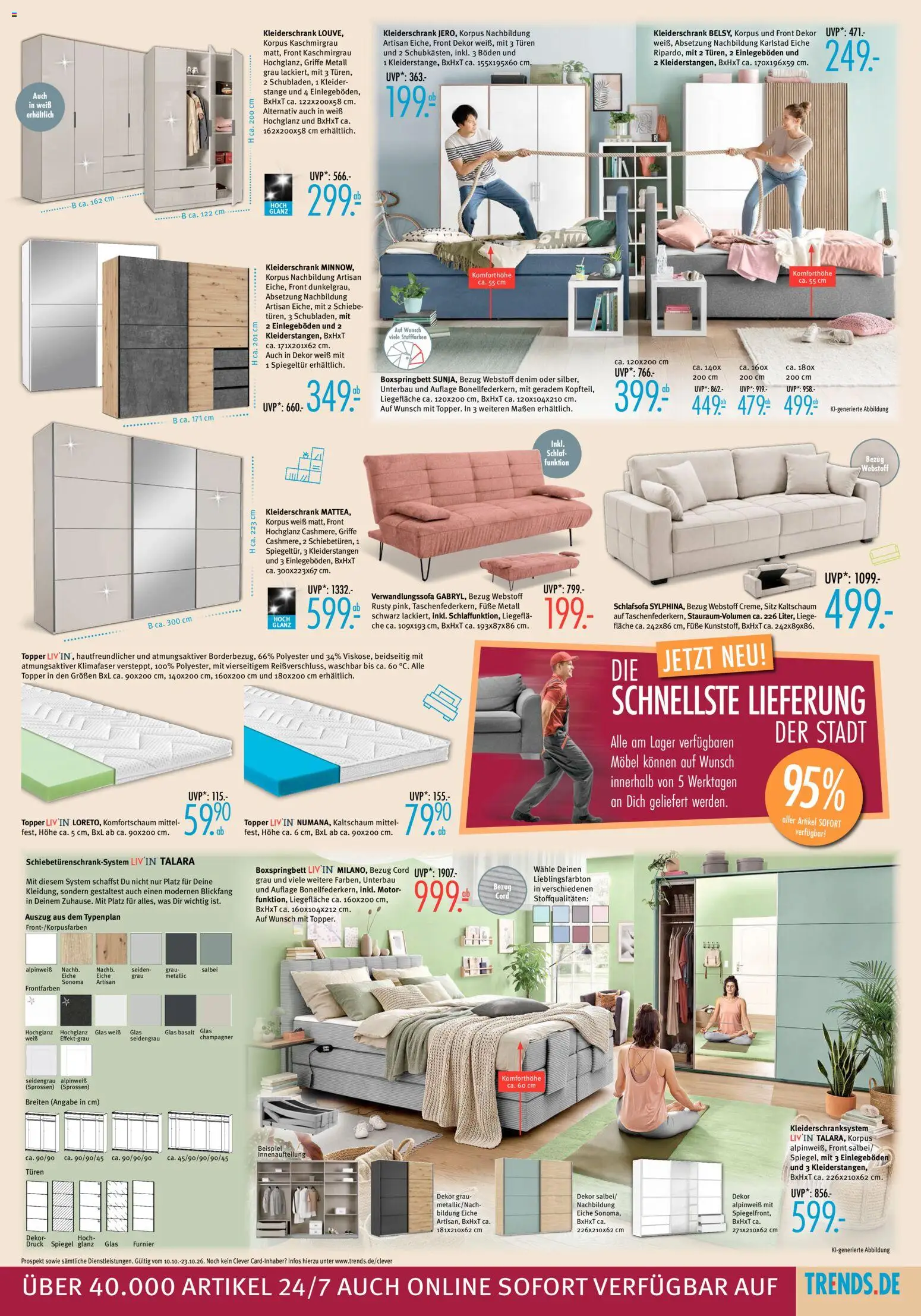 Trends Prospekt – gültig ab 10.10.2026 | Seite: 5 | Produkte: Kleiderschrank, Boxspringbett, Liege, Topper