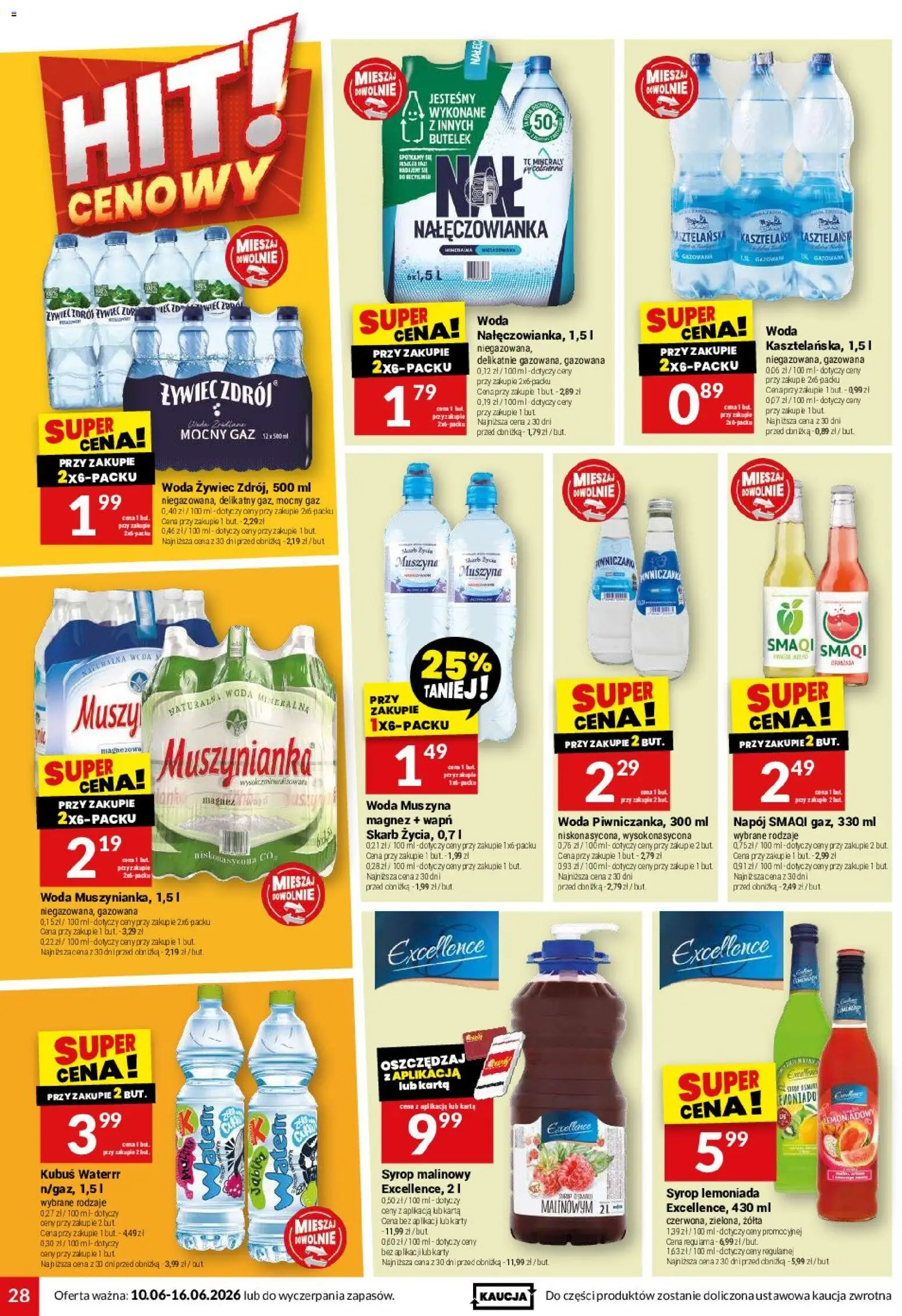 Twój Market gazetka od 10.06.2026 | Strona: 28 | Produkty: Syrop, Woda żywiec, Syrop malinowy, Woda