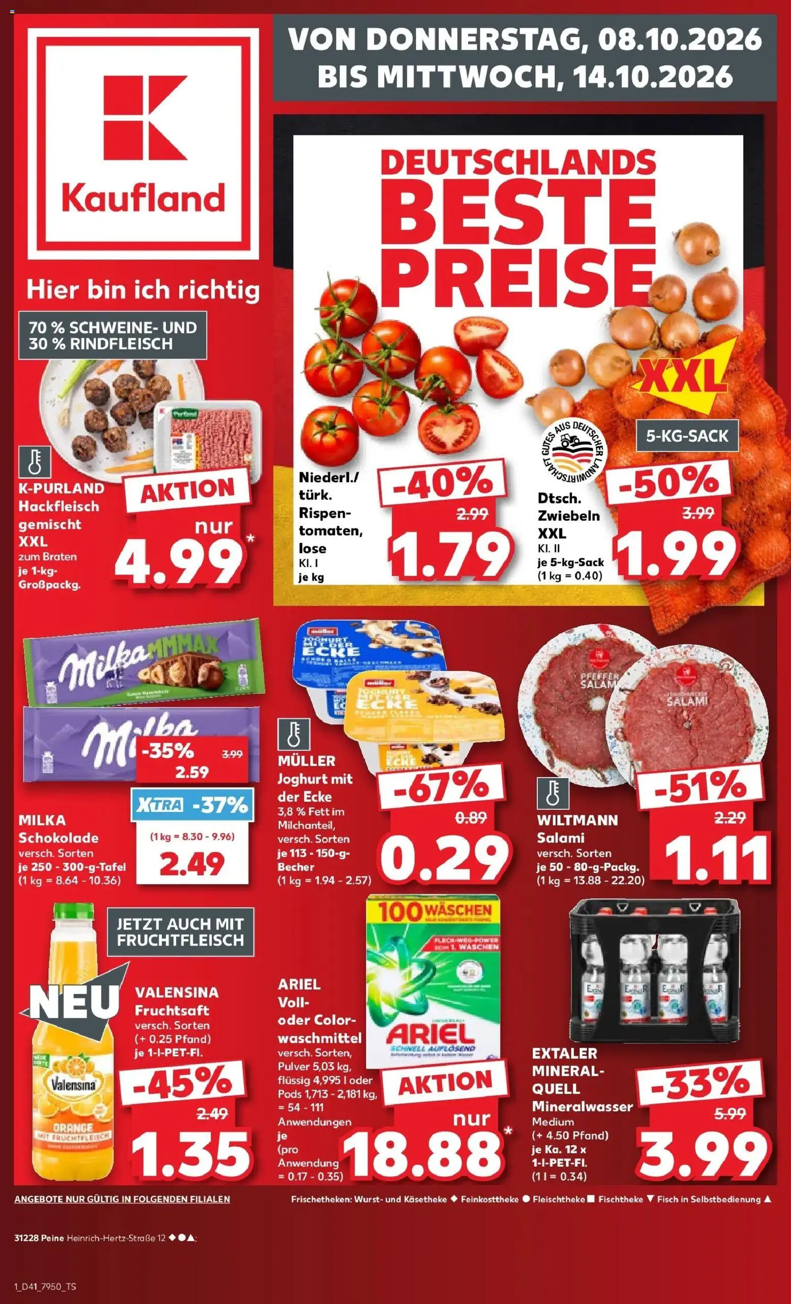 Prospekt Kaufland ab 08.10.2026 » Angebote Online zum Blättern | Seite: 1 | Produkte: Ariel, Schokolade, Milka, Valensina