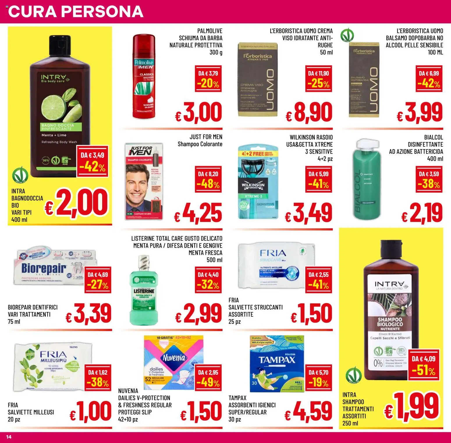 Volantino A&O del 05/08/2026 | Pagina: 14 | Prodotti: Crema, Rasoio, Salviette struccanti, Doccia