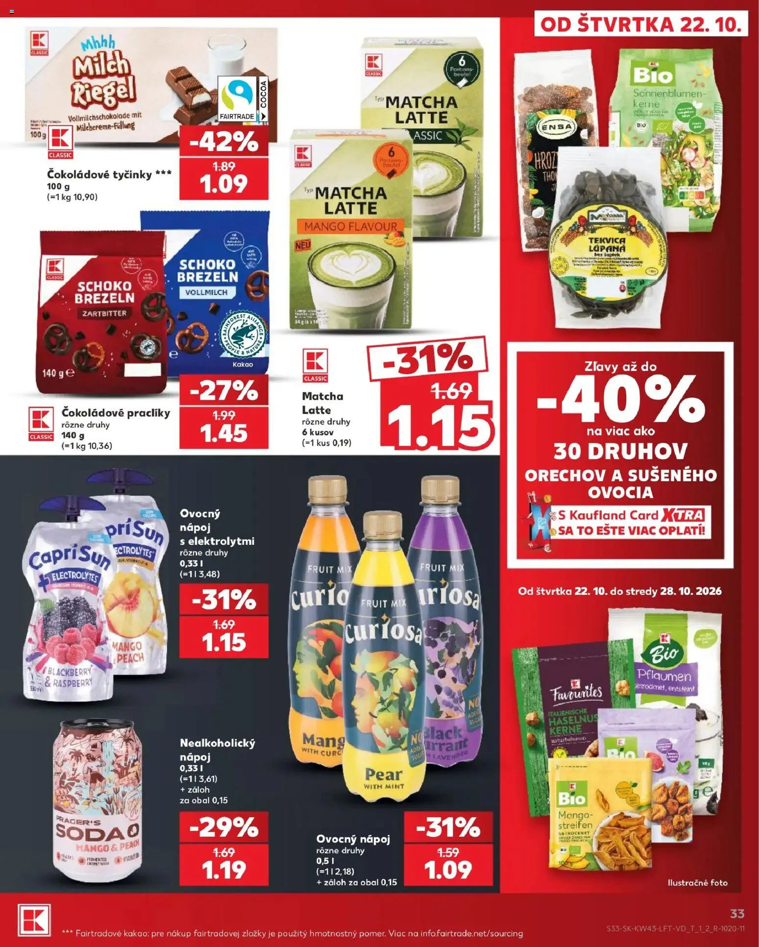 Nové Kaufland akcie – leták je platný od 22.10.2026 | Strana: 33 | Produkty: Mango, Matcha, Tekvica, Kakao