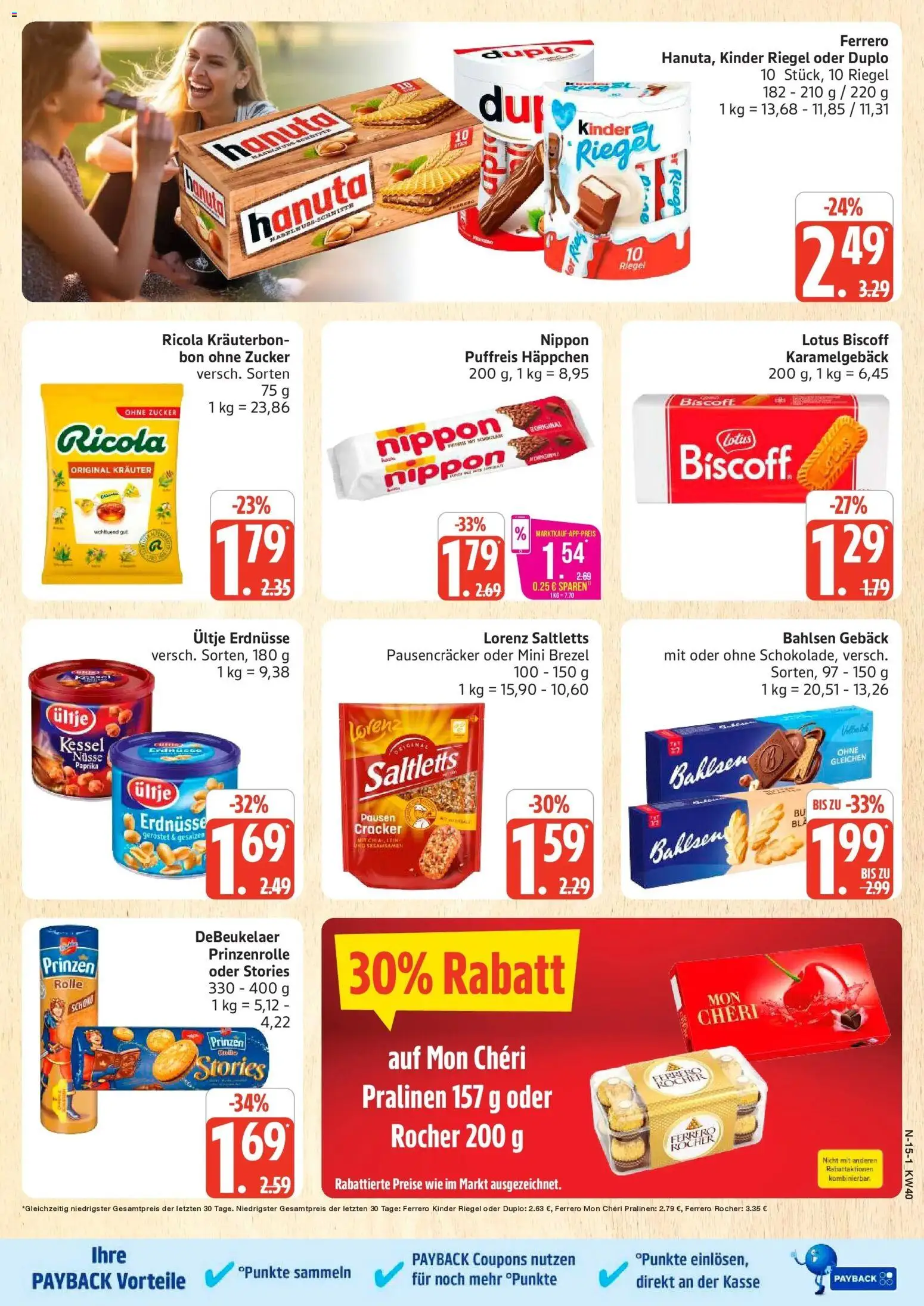 Marktkauf Prospekt Cuxhaven (ab 28.09.2026) » Angebote online | Seite: 15 | Produkte: Ultje erdnusse, Ferrero rocher, Kinder riegel, Sesamsamen